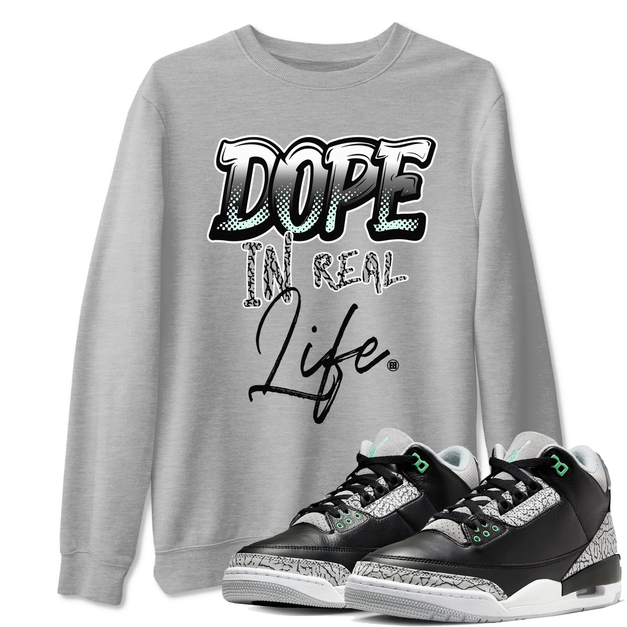 Dope In Real Life snkmatch Tees - Air Jordan 3 Green Glow