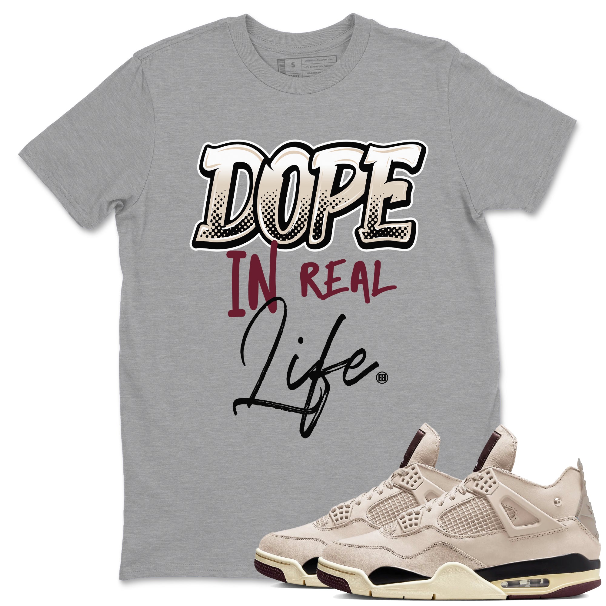 Dope In Real Life snkmatch Tees - Air Jordan 4 A Ma Maniere x Fossil Stone
