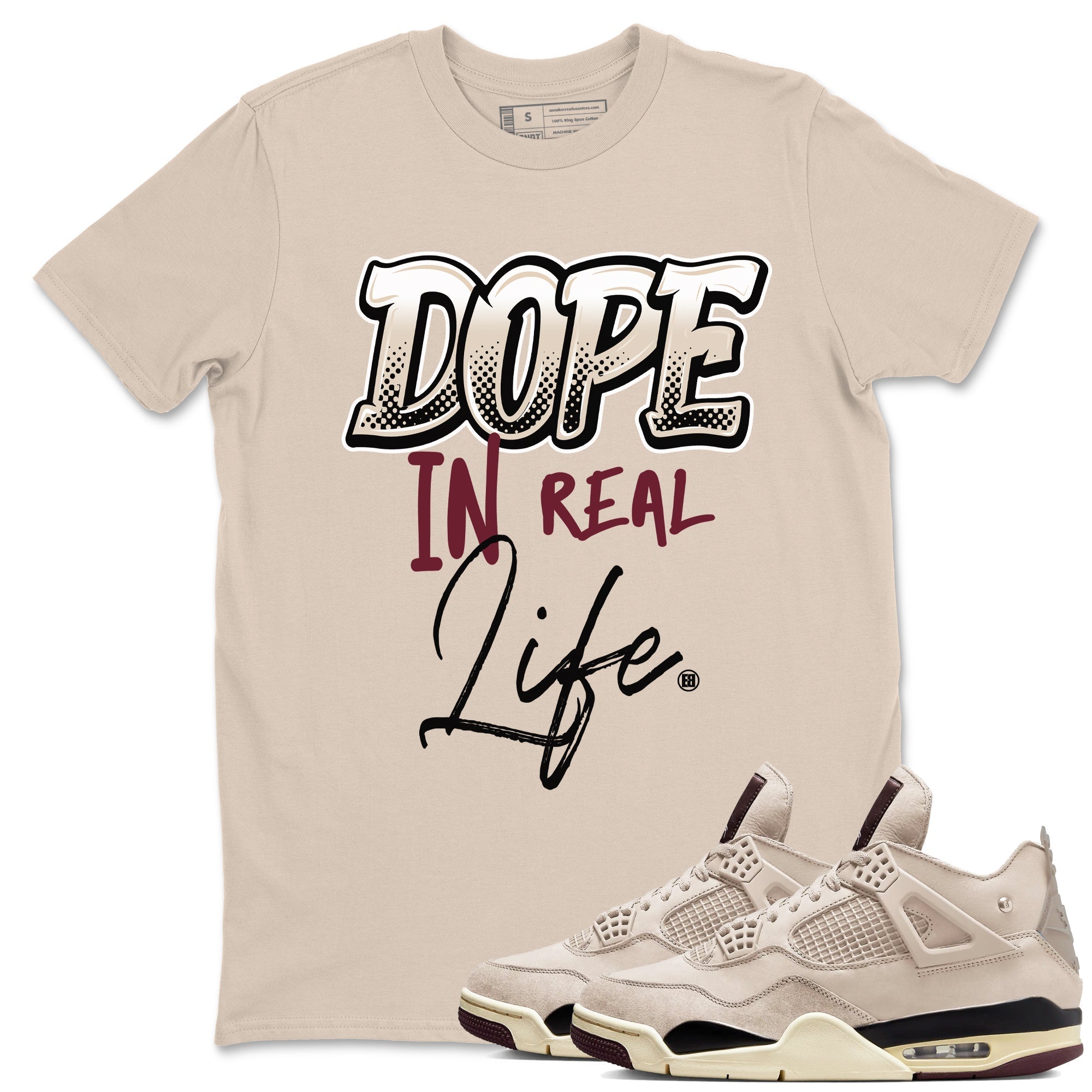 Dope In Real Life snkmatch Tees - Air Jordan 4 A Ma Maniere x Fossil Stone