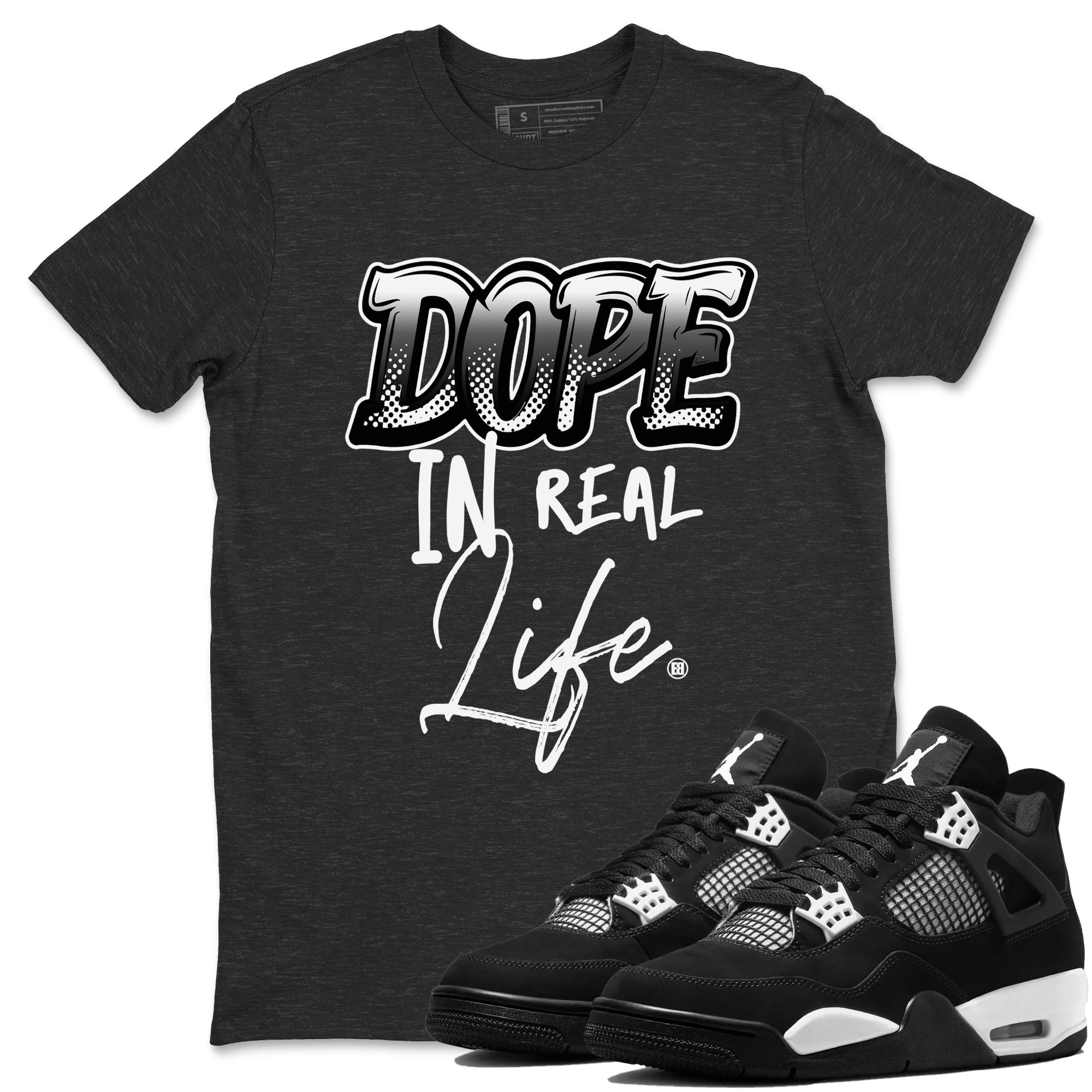 Dope In Real Life snkmatch Tees - Air Jordan 4 White Thunder