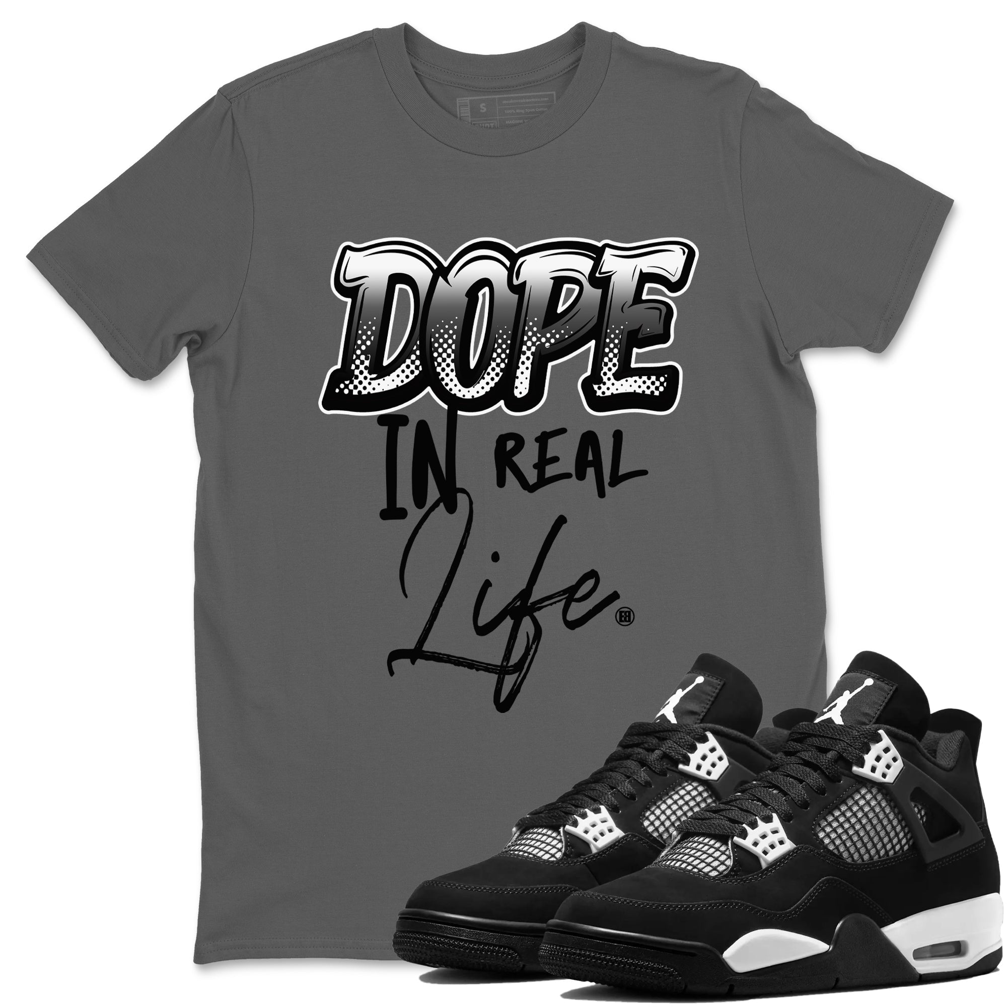 Dope In Real Life snkmatch Tees - Air Jordan 4 White Thunder