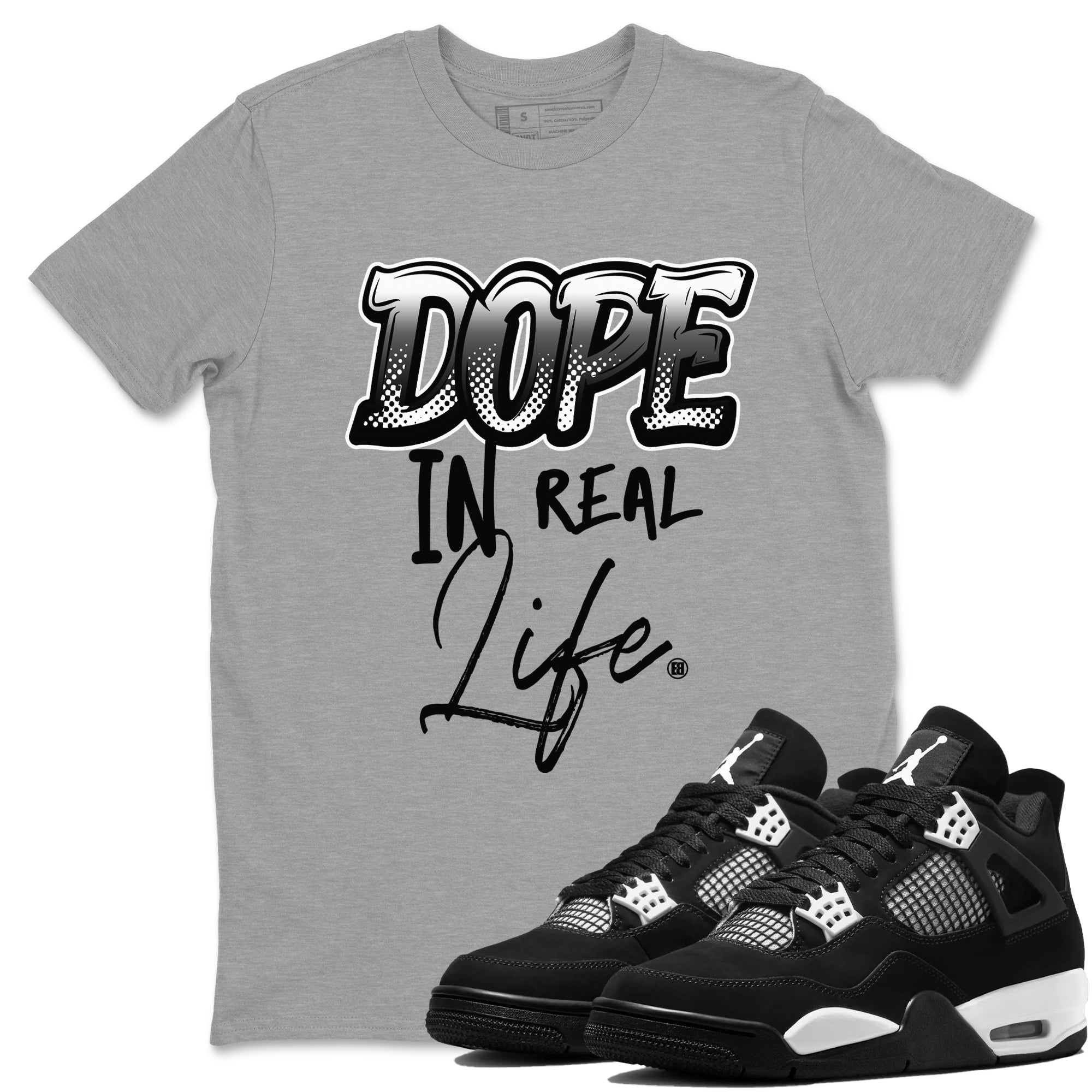 Dope In Real Life snkmatch Tees - Air Jordan 4 White Thunder