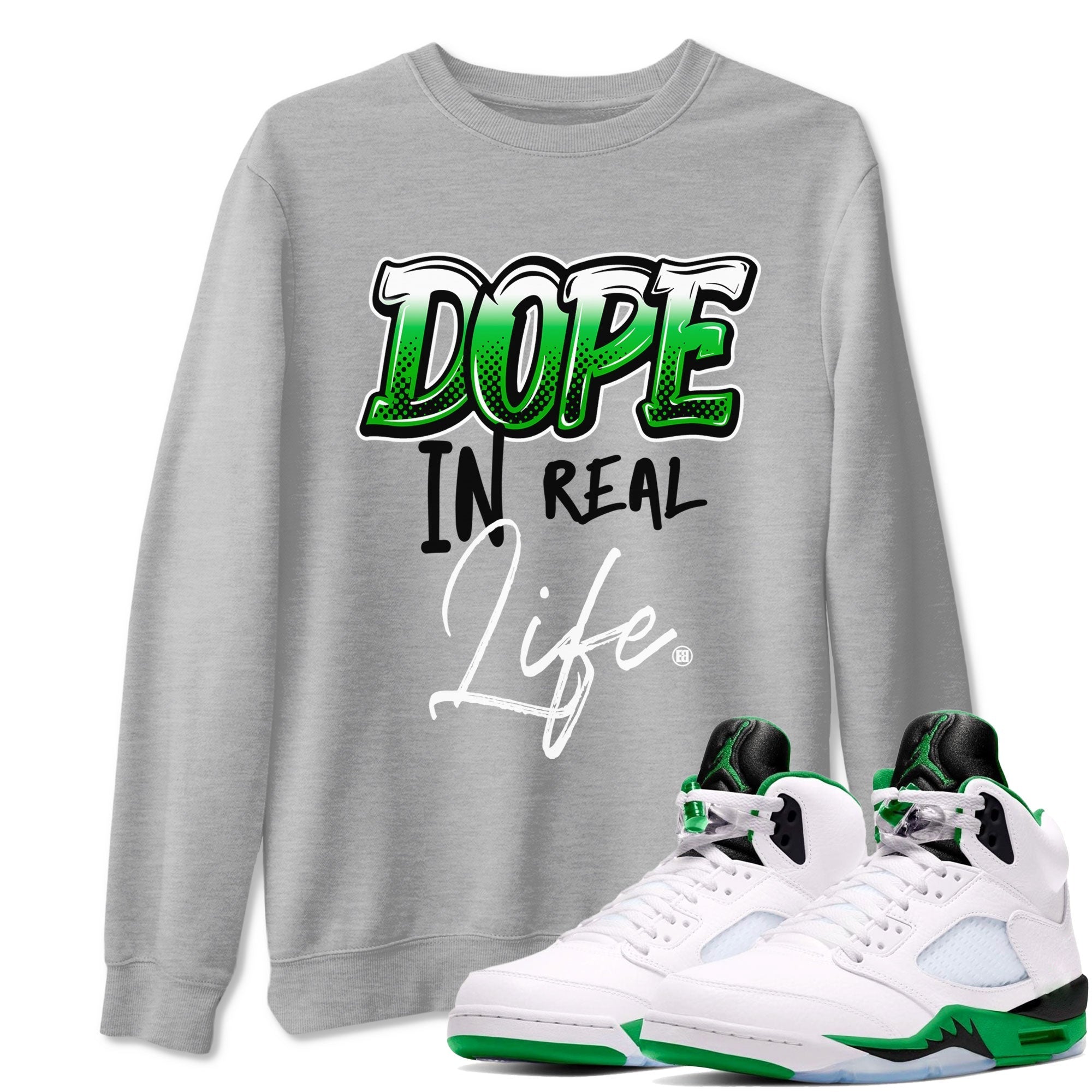 Dope In Real Life snkmatch Tees - Air Jordan 5 Lucky Green