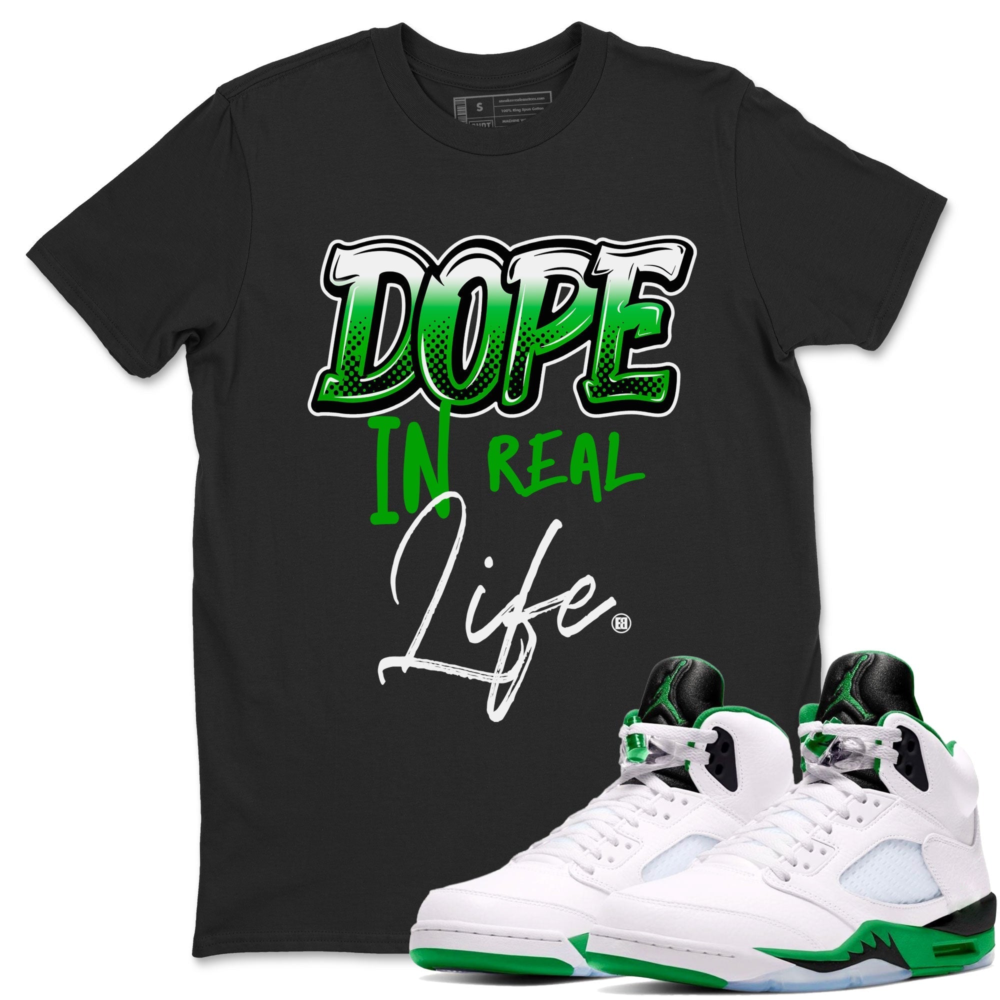 Dope In Real Life snkmatch Tees - Air Jordan 5 Lucky Green