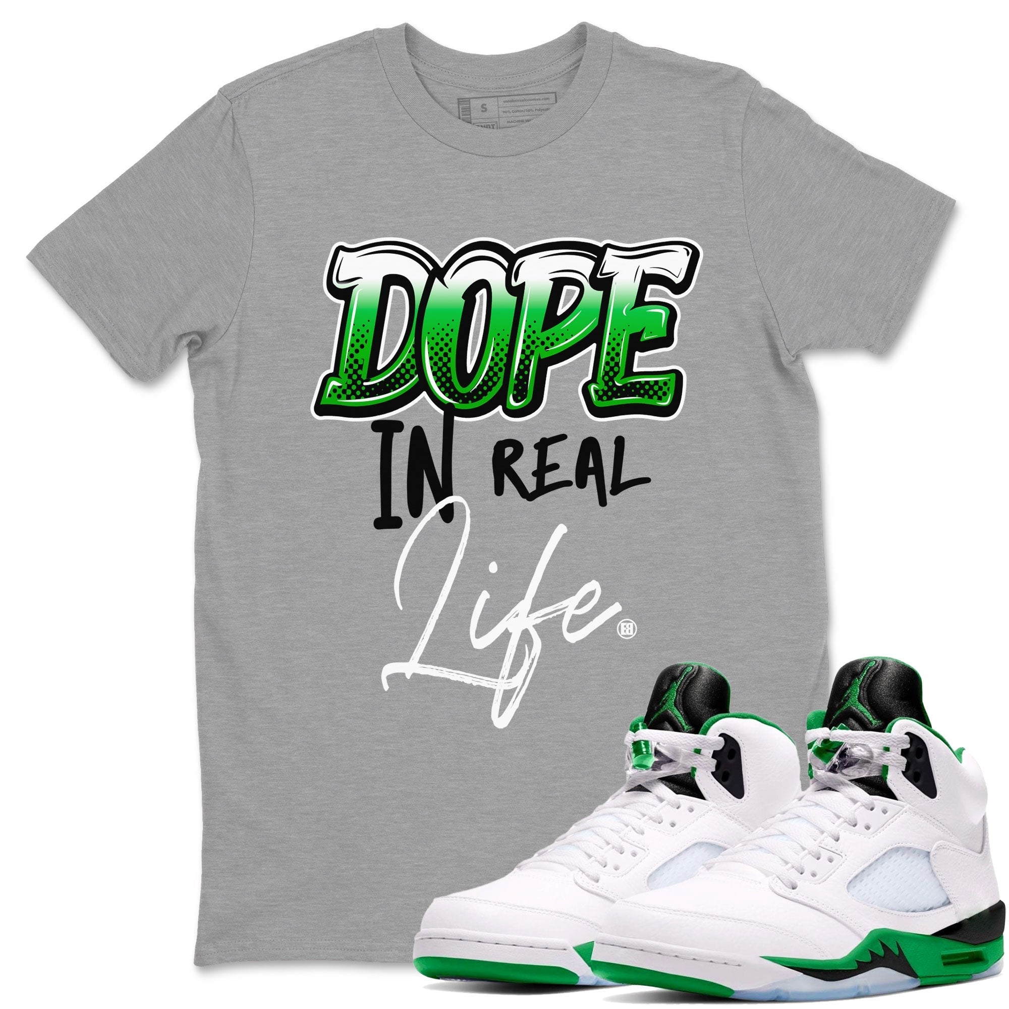 Dope In Real Life snkmatch Tees - Air Jordan 5 Lucky Green