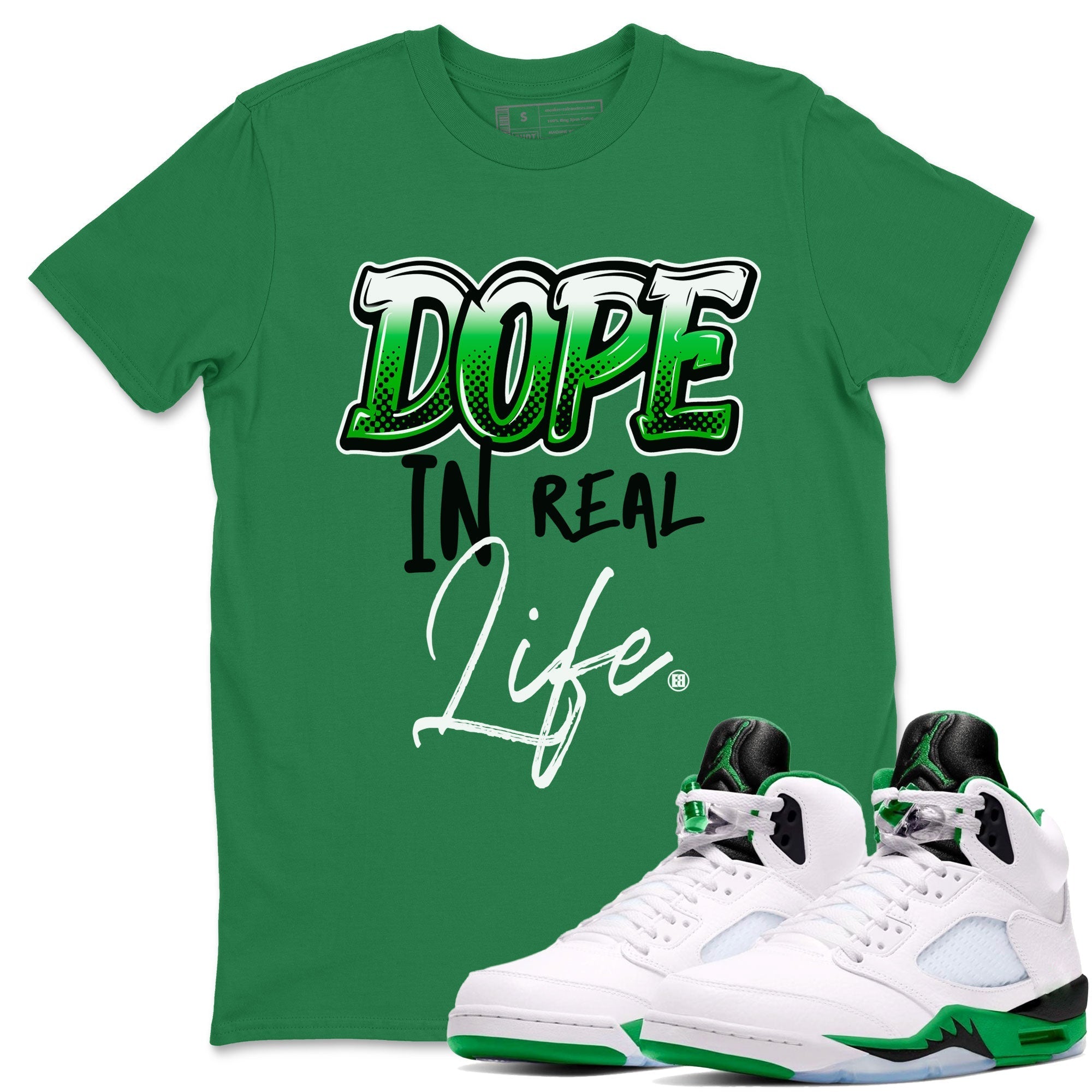 Dope In Real Life snkmatch Tees - Air Jordan 5 Lucky Green
