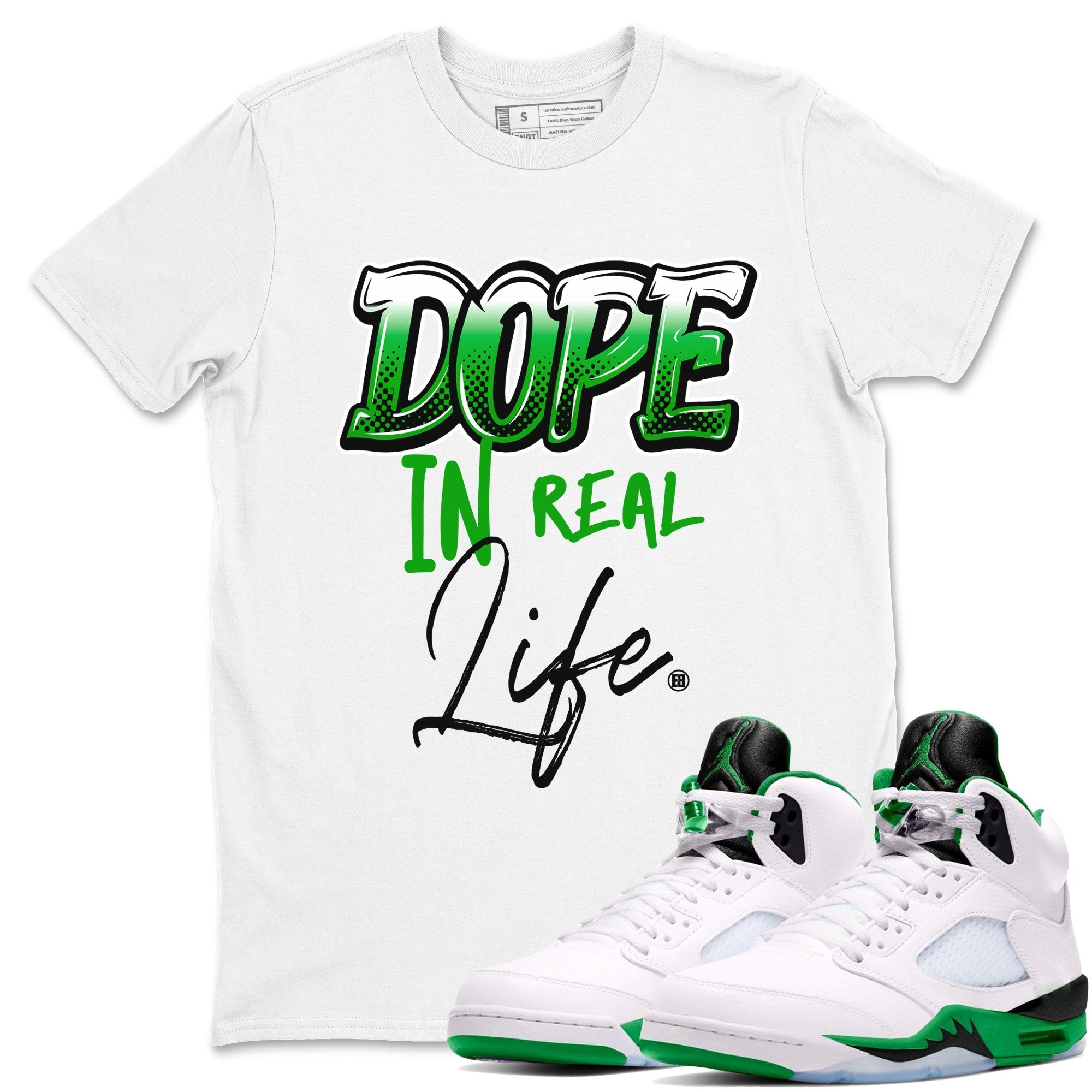 Dope In Real Life snkmatch Tees - Air Jordan 5 Lucky Green