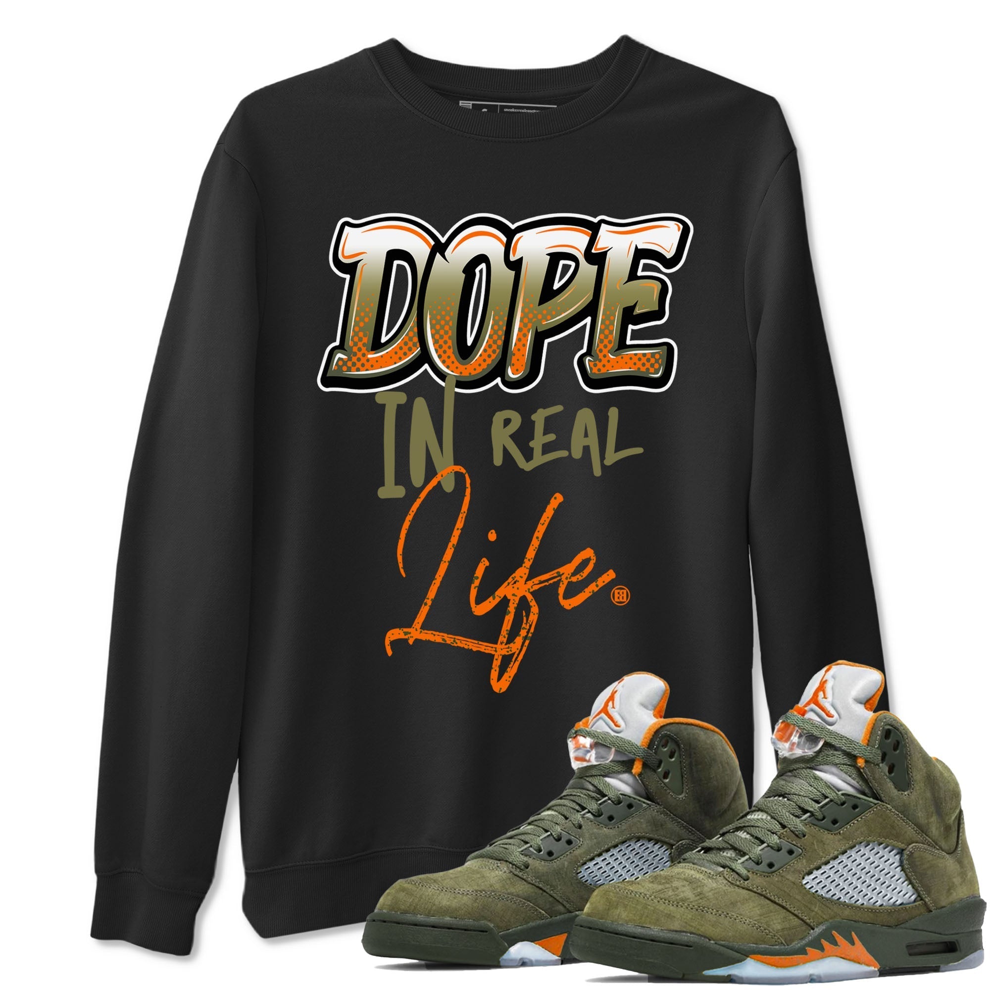 Dope In Real Life snkmatch Tees - Air Jordan 5 Olive