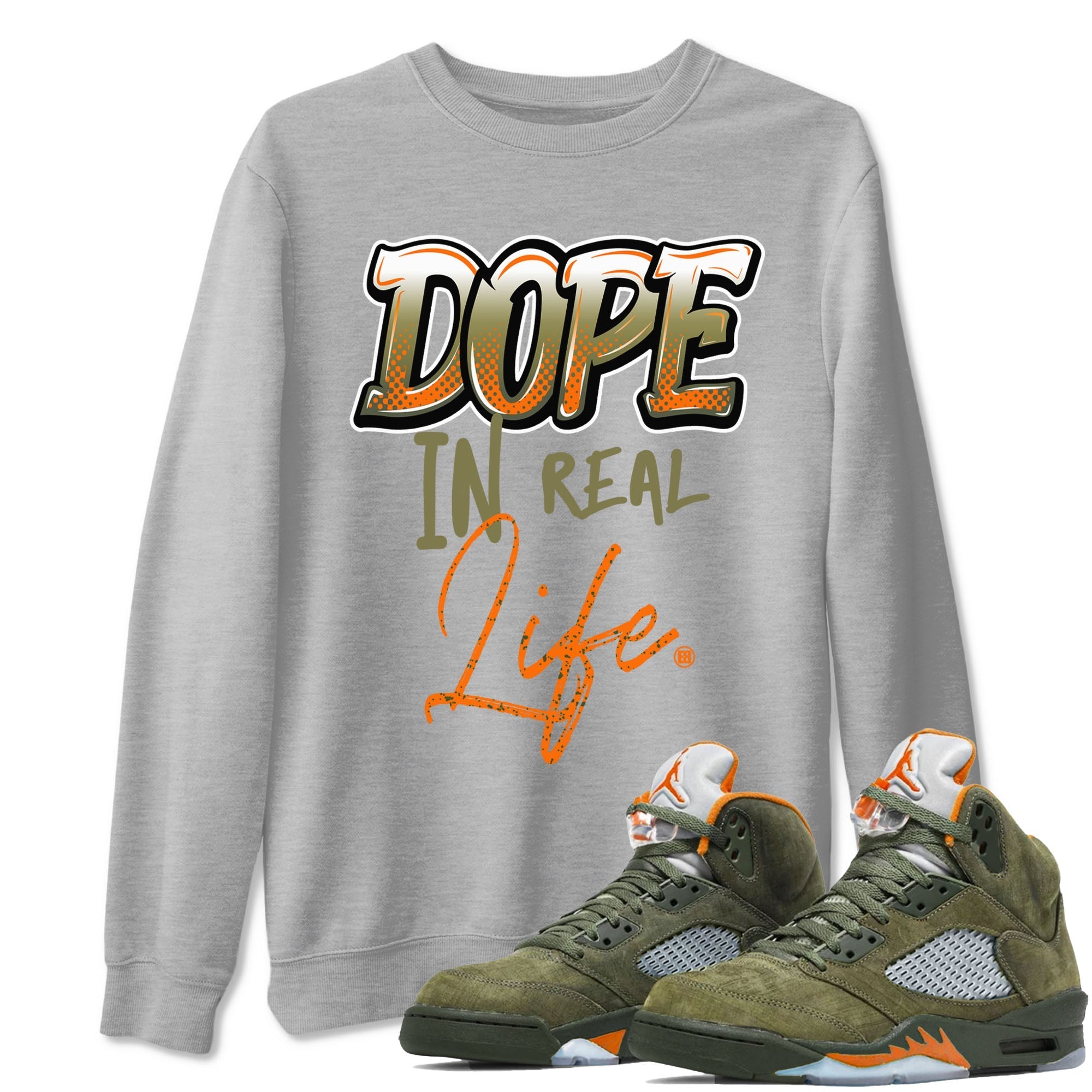 Dope In Real Life snkmatch Tees - Air Jordan 5 Olive