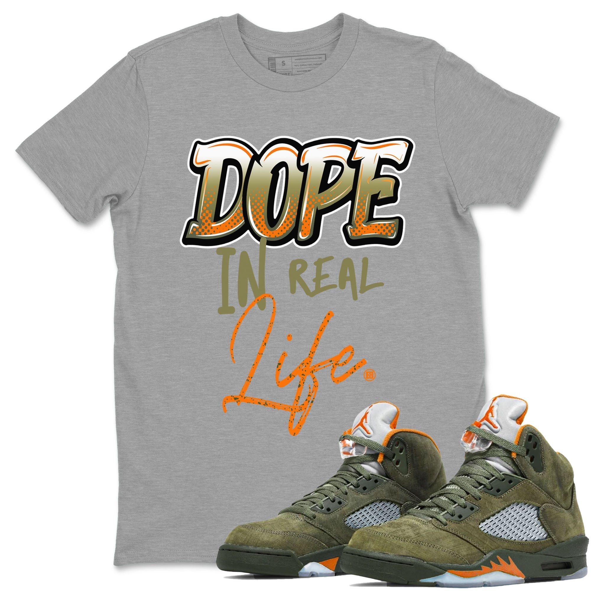 Dope In Real Life snkmatch Tees - Air Jordan 5 Olive