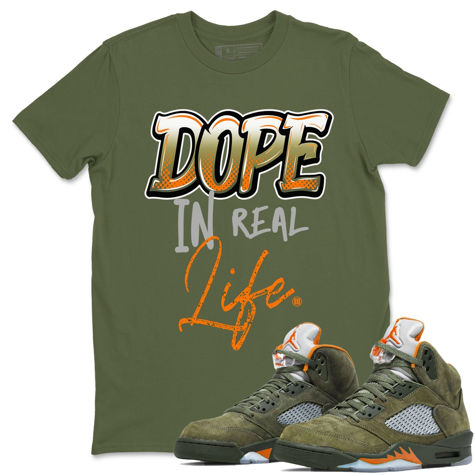 Dope In Real Life snkmatch Tees - Air Jordan 5 Olive