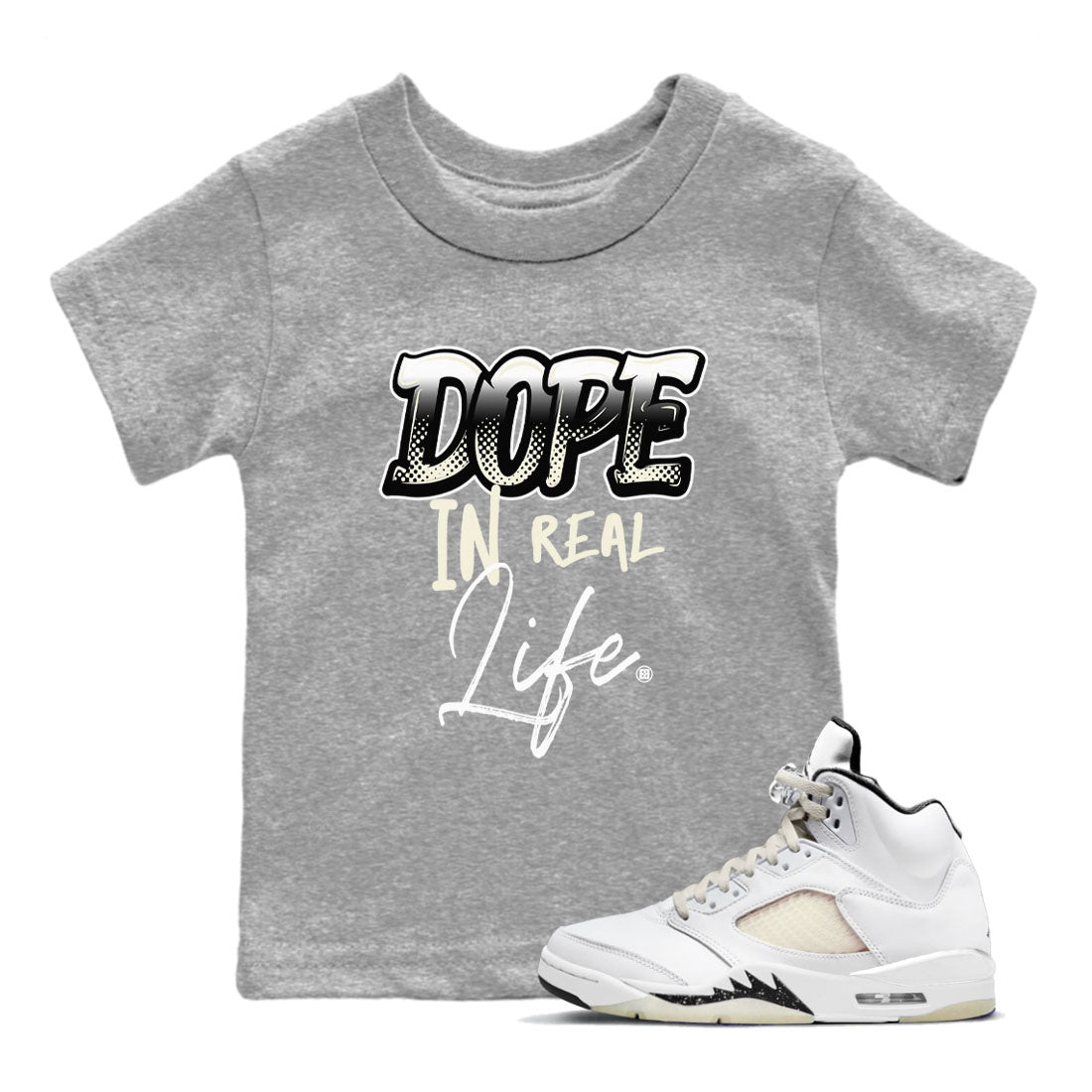 Dope In Real Life snkmatch Tees Kids - Air Jordan 5 Sail