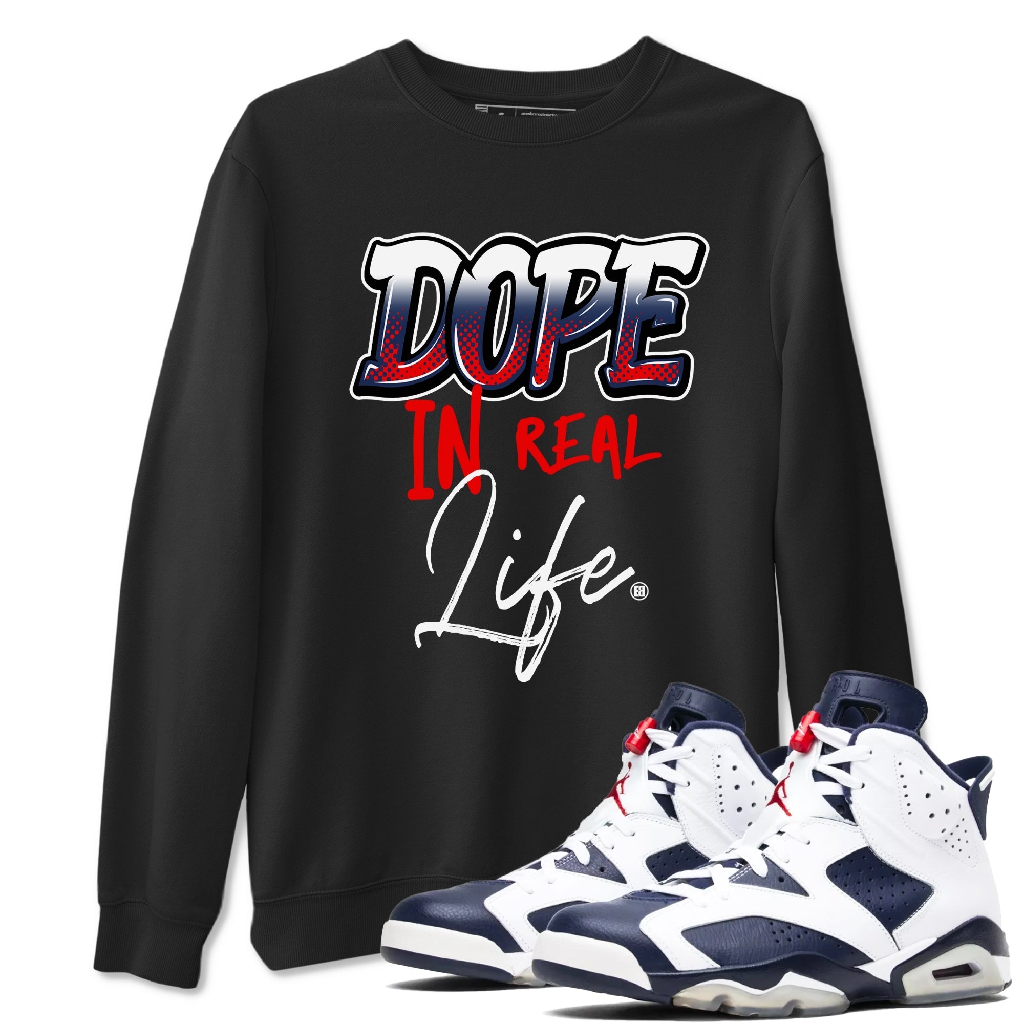 Dope In Real Life snkmatch Tees - Air Jordan 6 White And Midnight Navy