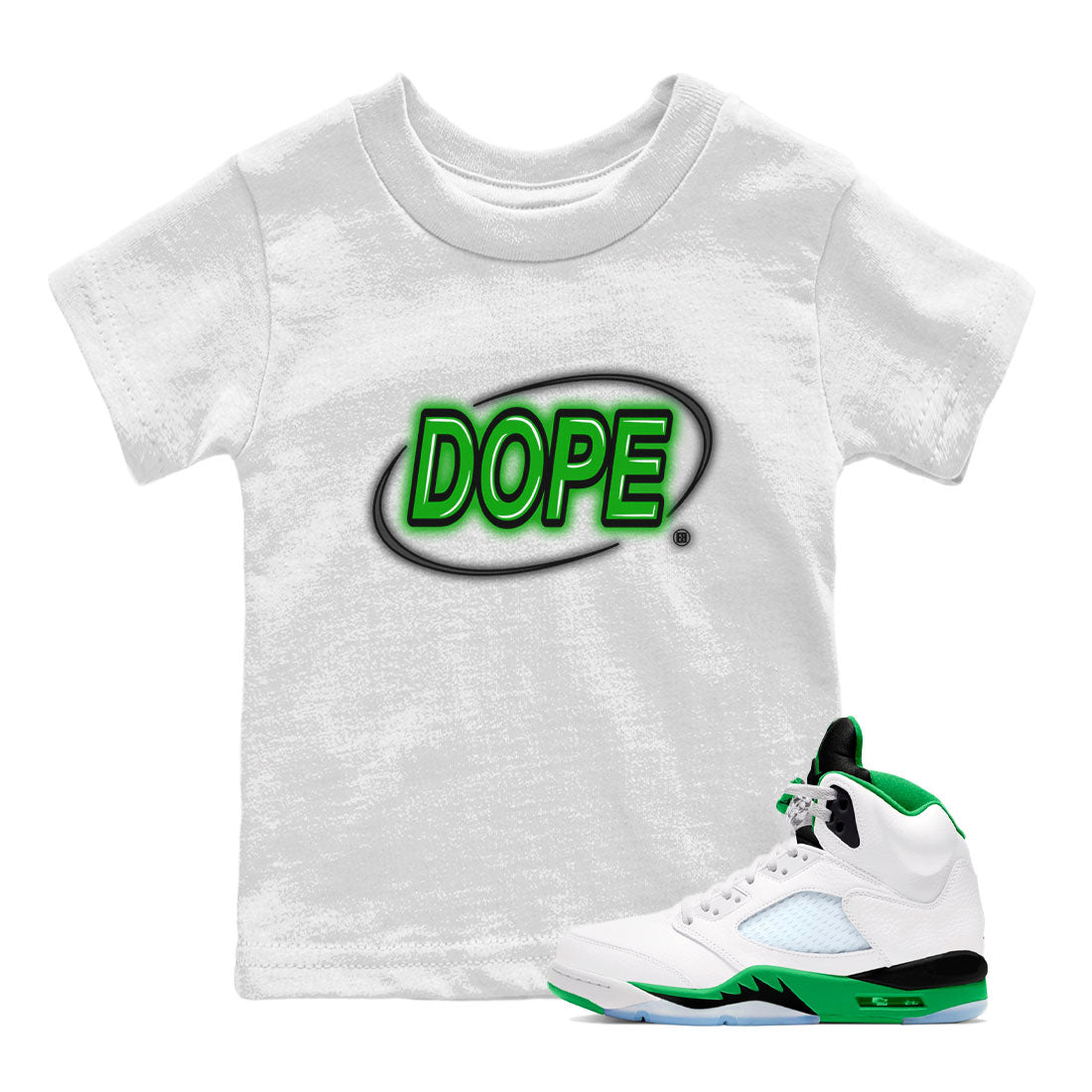 Dope Neon Sign snkmatch Tee Kids - Air Jordan 5 Lucky Green