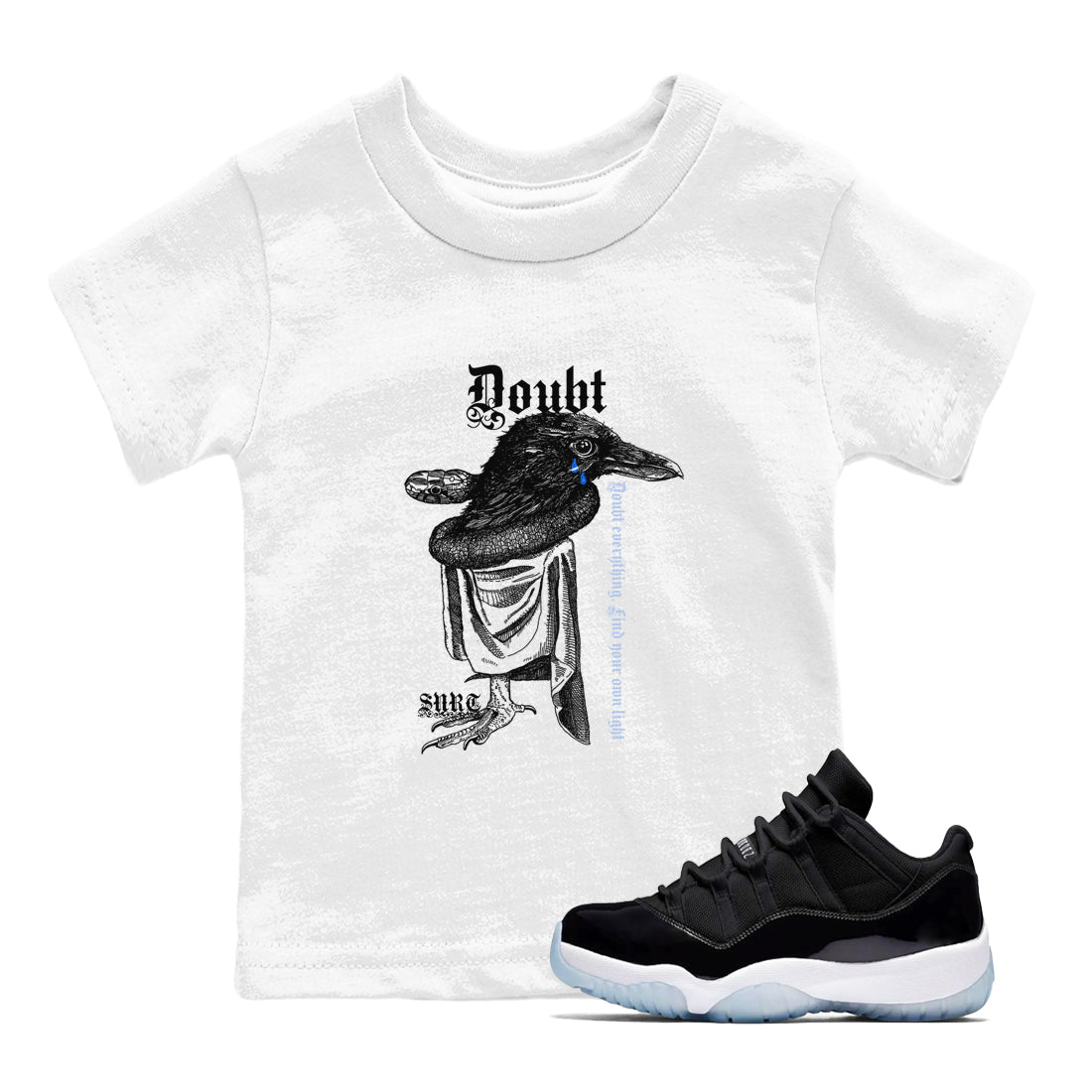 Doubt Everything snkmatch Tees Kids - Air Jordan 11 Black and Varsity Royal