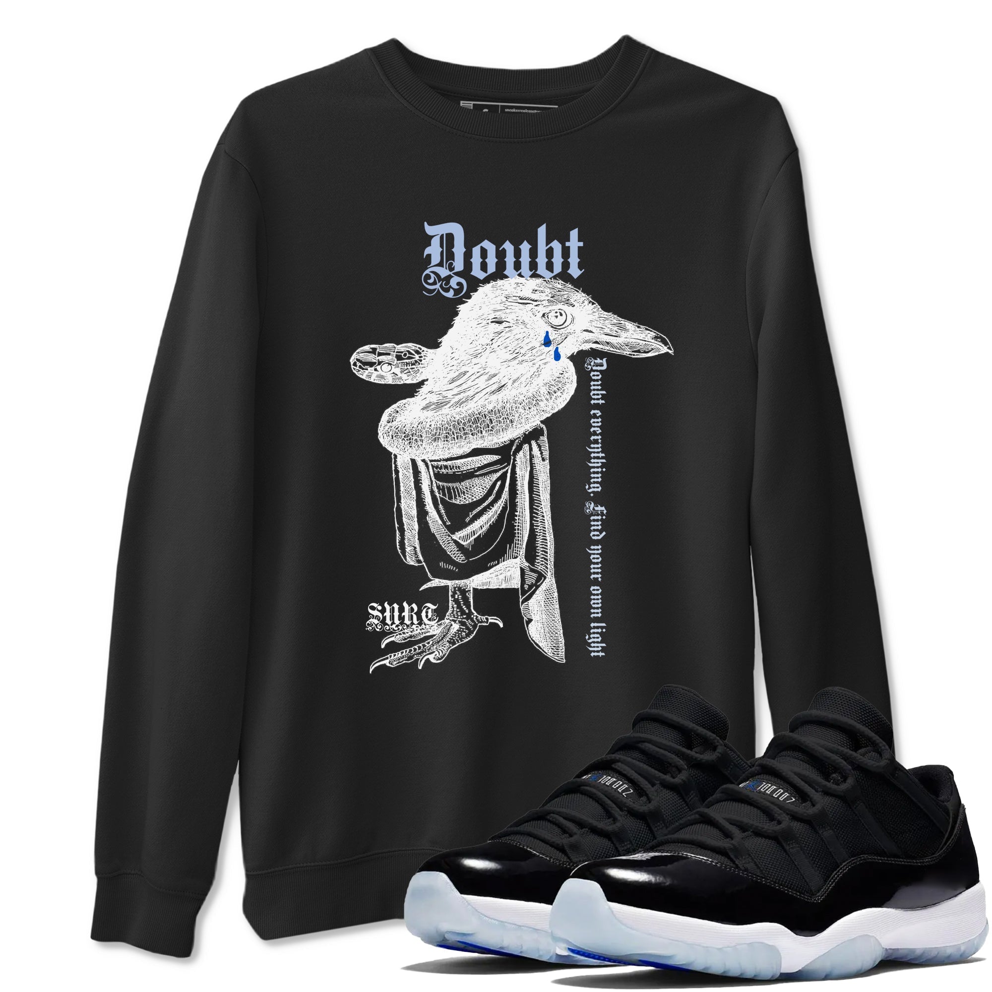 Doubt Everything snkmatch Tees - Air Jordan 11 Black and Varsity Royal