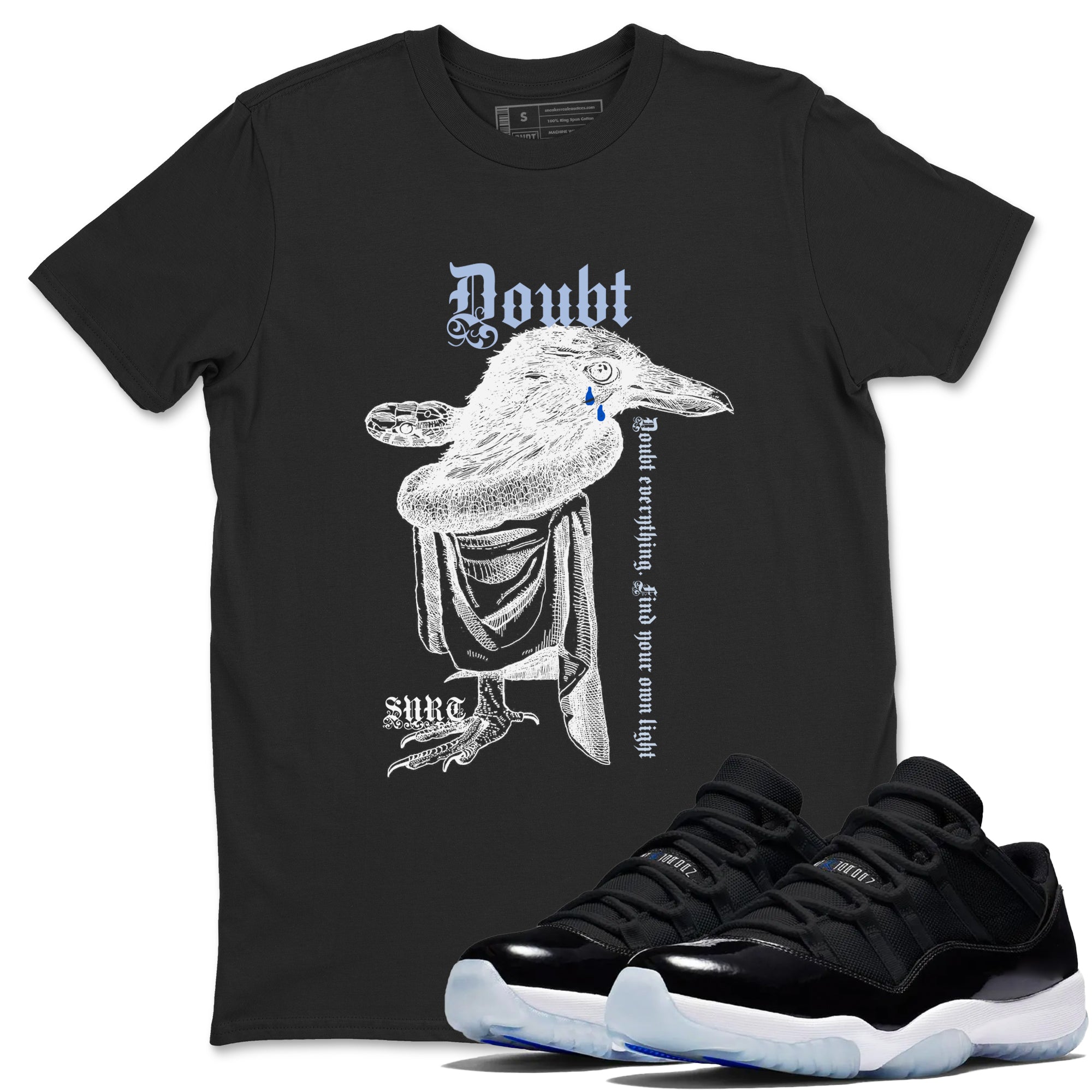 Doubt Everything snkmatch Tees - Air Jordan 11 Black and Varsity Royal