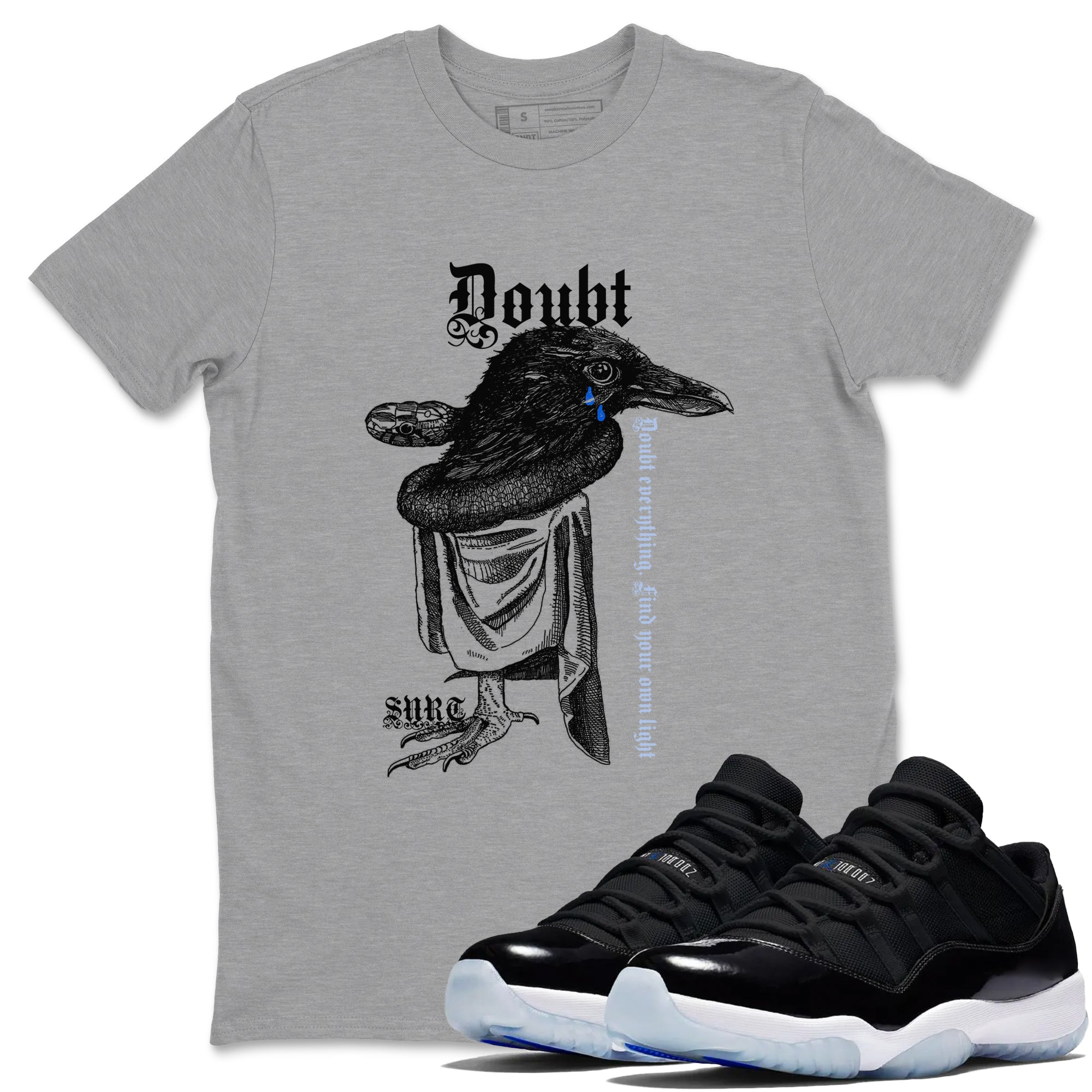 Doubt Everything snkmatch Tees - Air Jordan 11 Black and Varsity Royal