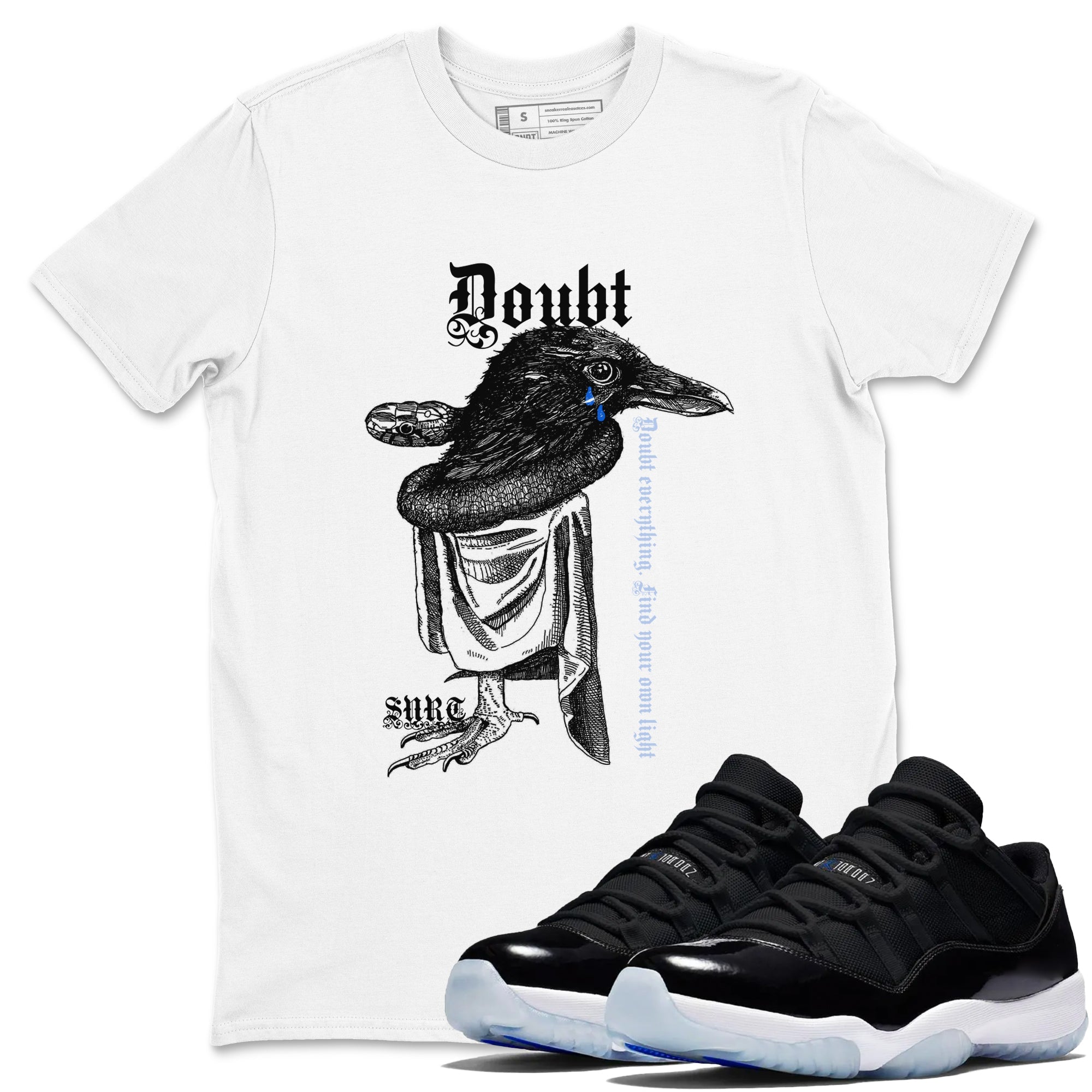 Doubt Everything snkmatch Tees - Air Jordan 11 Black and Varsity Royal