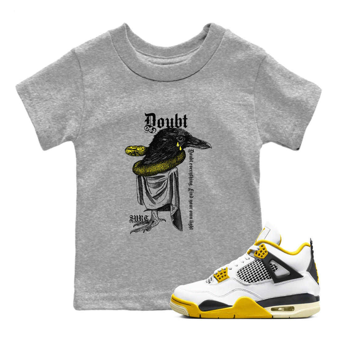 Doubt Everything snkmatch Tees Kids - Air Jordan 4 Vivid Sulfur