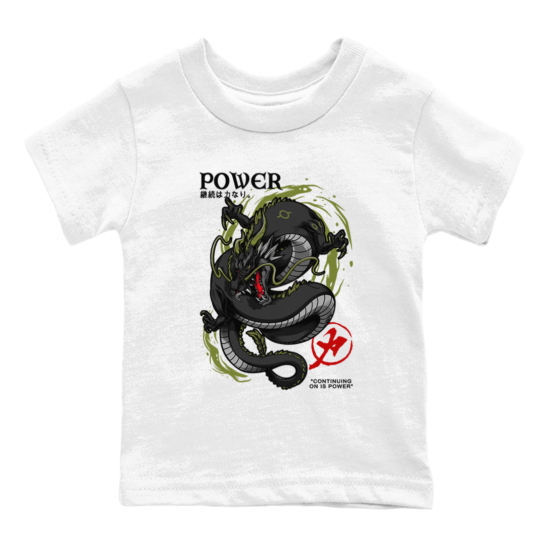 Dragon Power snkmatch Tees Kids - Air Jordan 1 Travis Scott Medium Olive