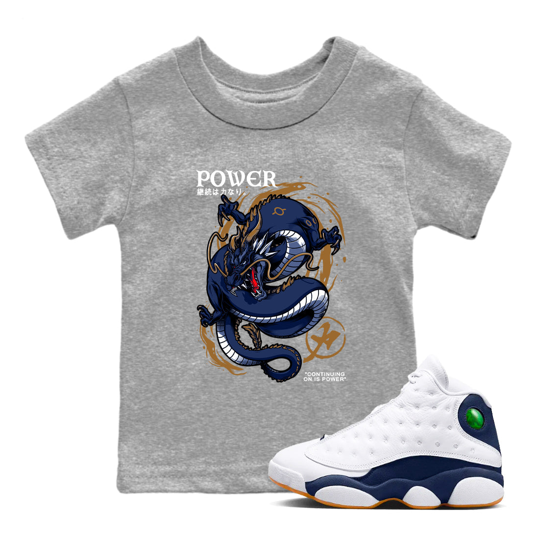 Dragon Power snkmatch Tees Kids - Air Jordan 13 Midnight Navy