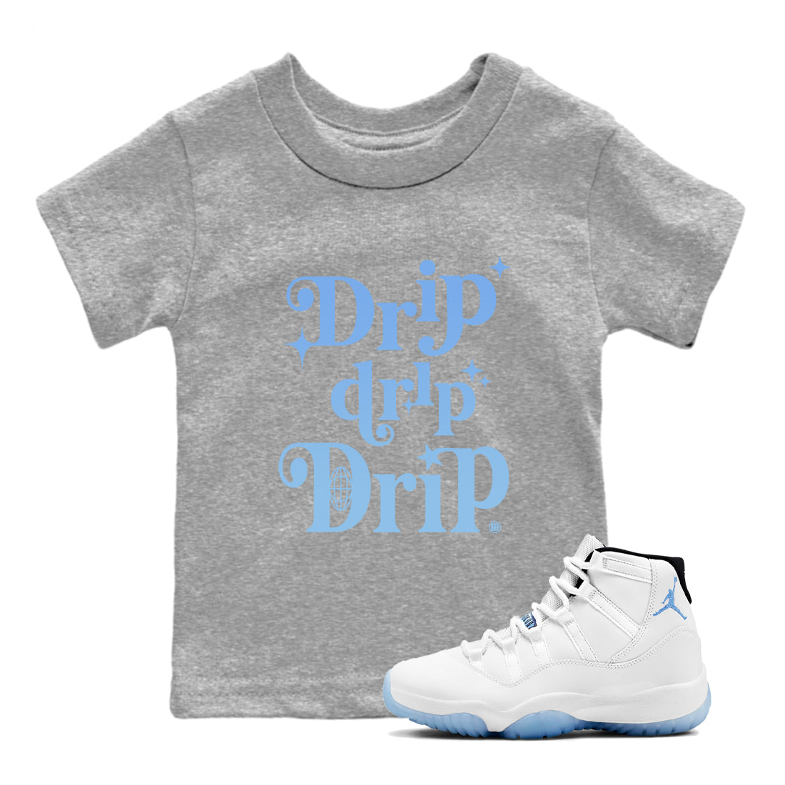 Drip Drip Drip snkmatch Tees Kids - Air Jordan 11 Legend Blue