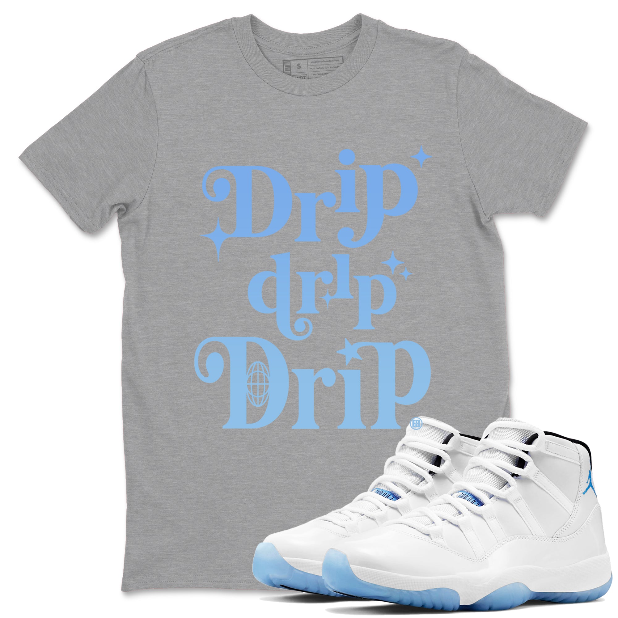 Drip Drip Drip snkmatch Tees - Air Jordan 11 Legend Blue