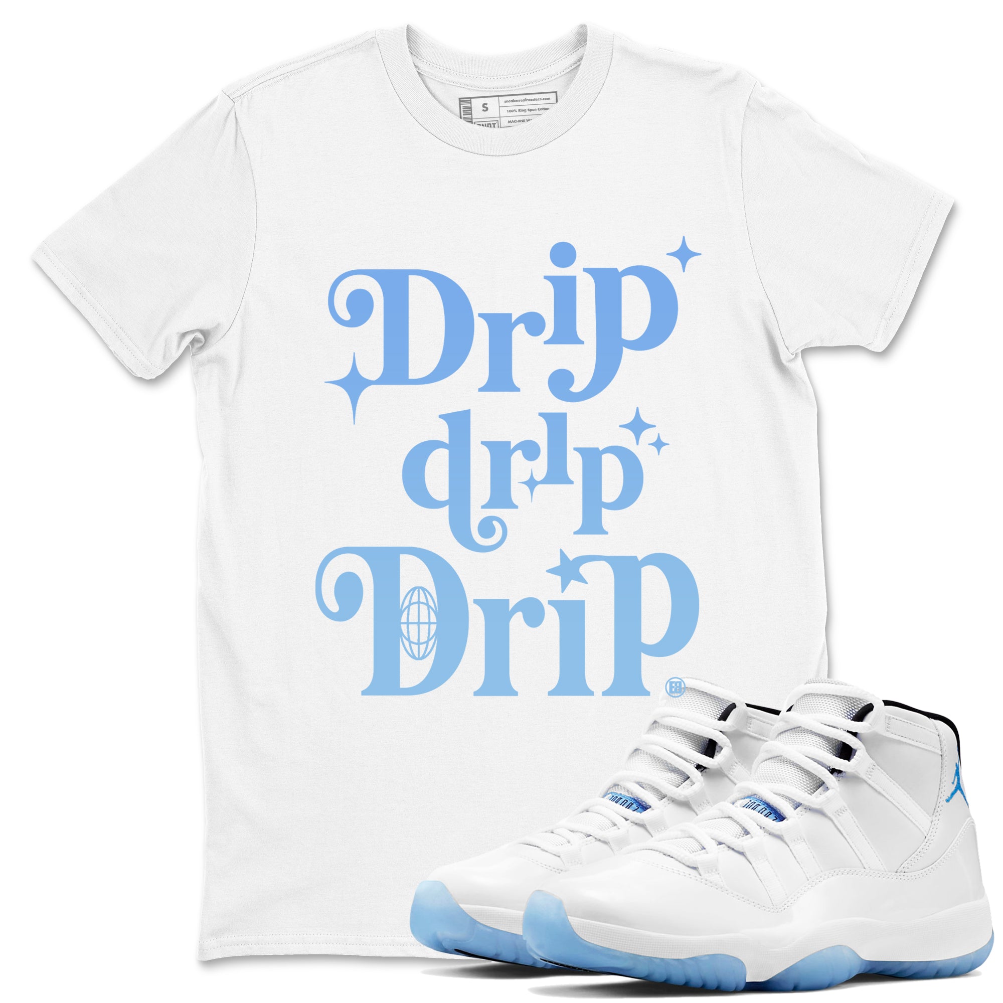Drip Drip Drip snkmatch Tees - Air Jordan 11 Legend Blue
