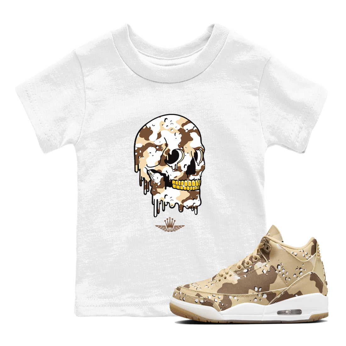 Dripping Camo Skull snkmatch Tees Kids - Air Jordan 3 Desert Camo