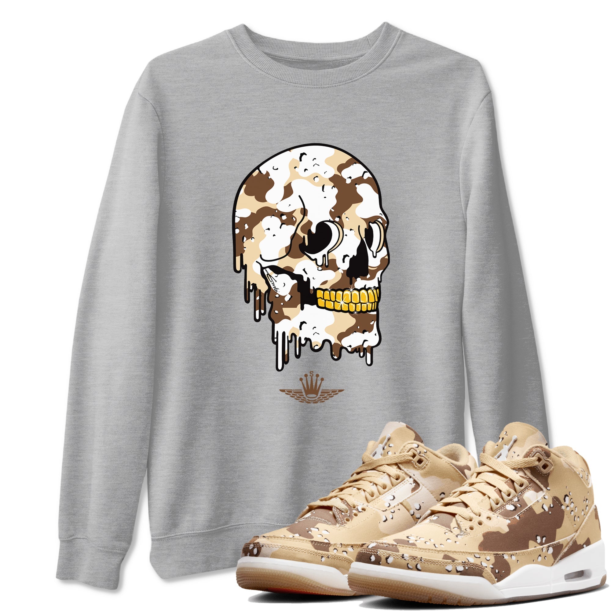 Dripping Camo Skull snkmatch Tees - Air Jordan 3 Desert Camo