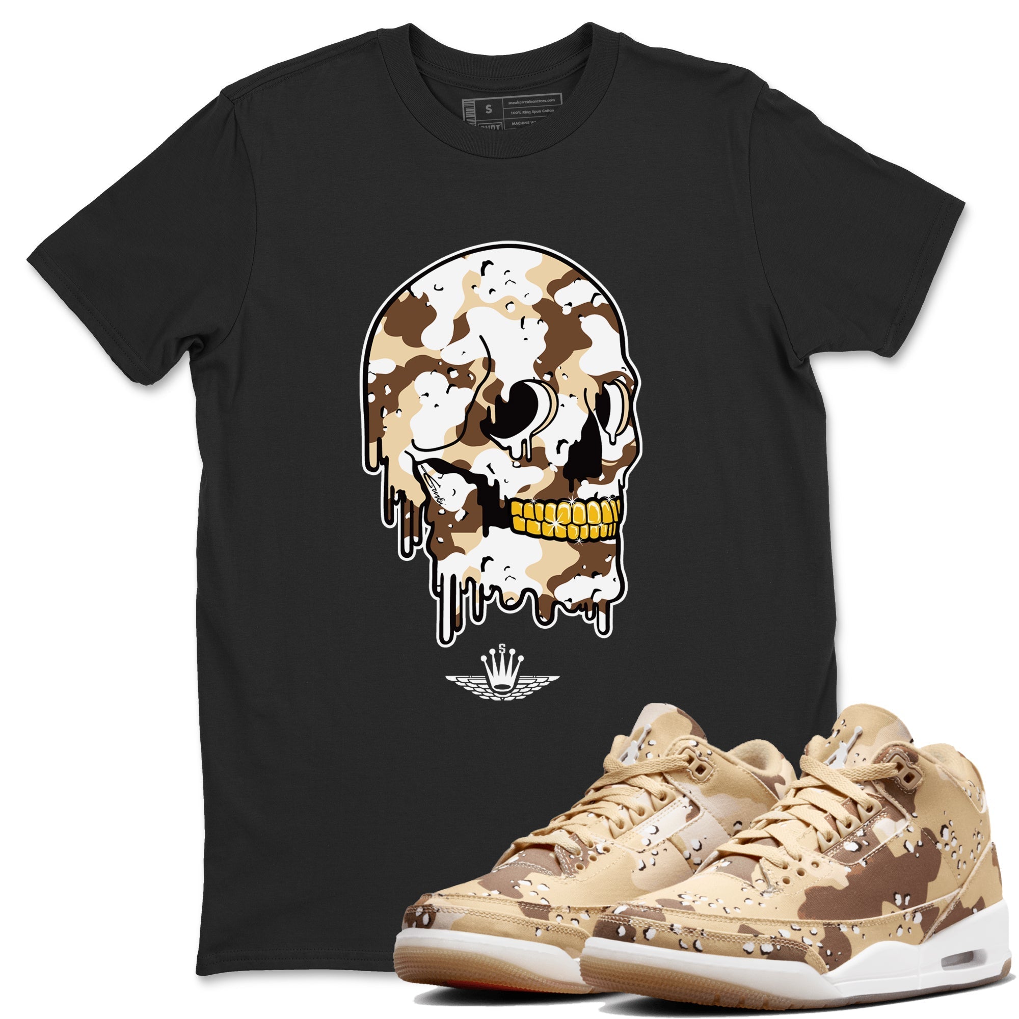 Dripping Camo Skull snkmatch Tees - Air Jordan 3 Desert Camo