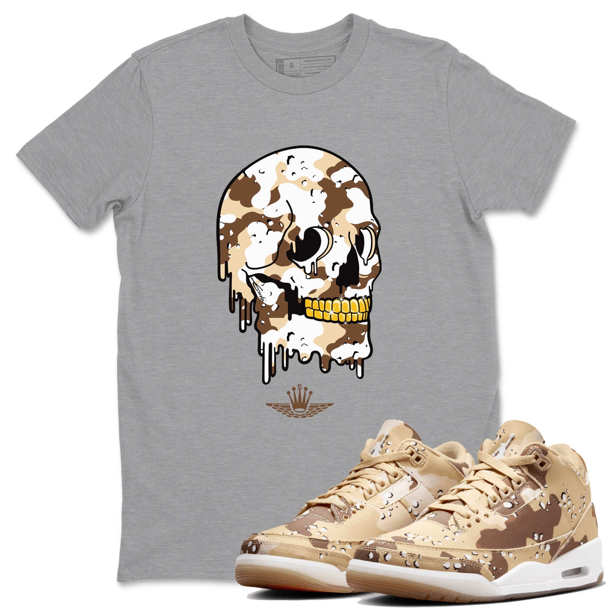Dripping Camo Skull snkmatch Tees - Air Jordan 3 Desert Camo
