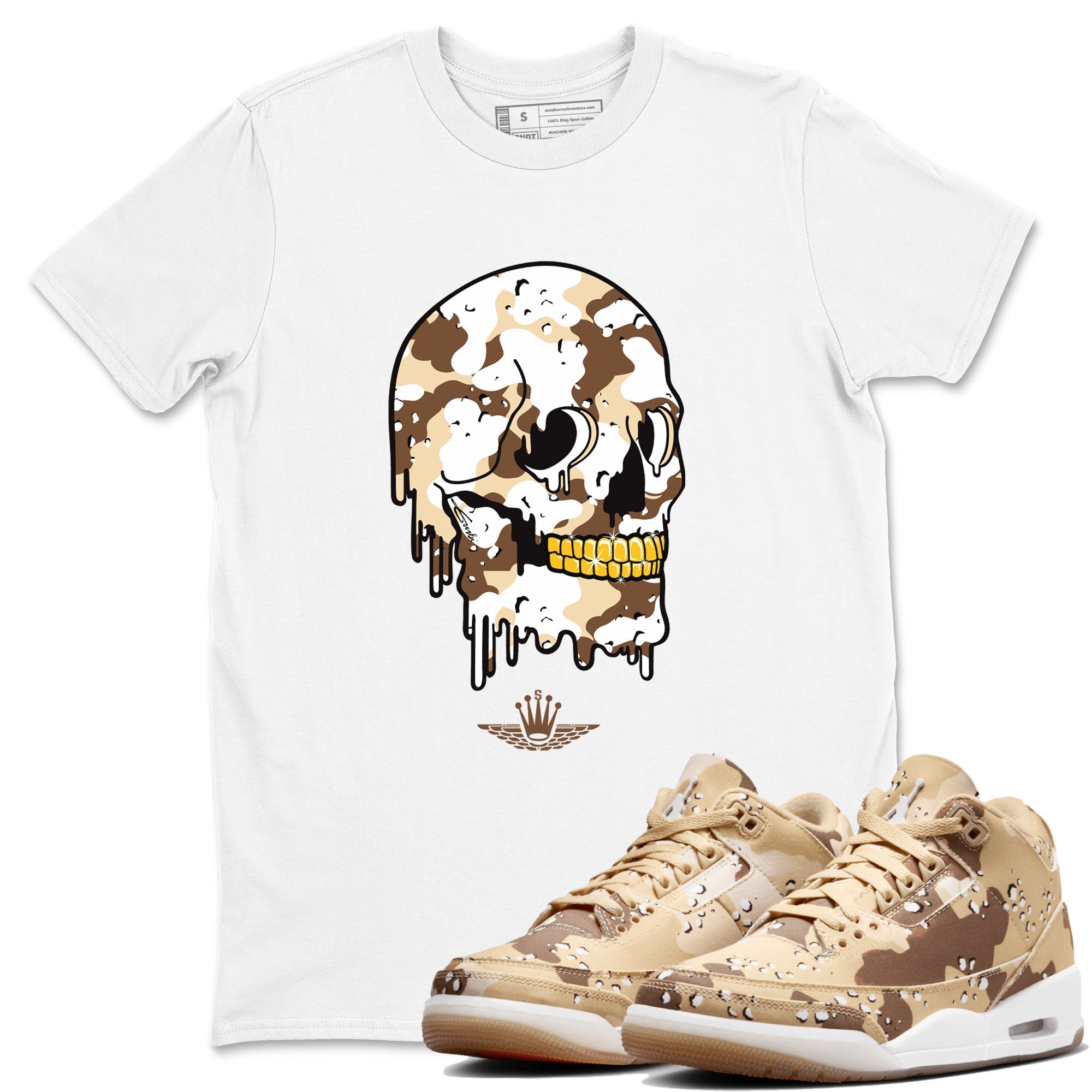 Dripping Camo Skull snkmatch Tees - Air Jordan 3 Desert Camo