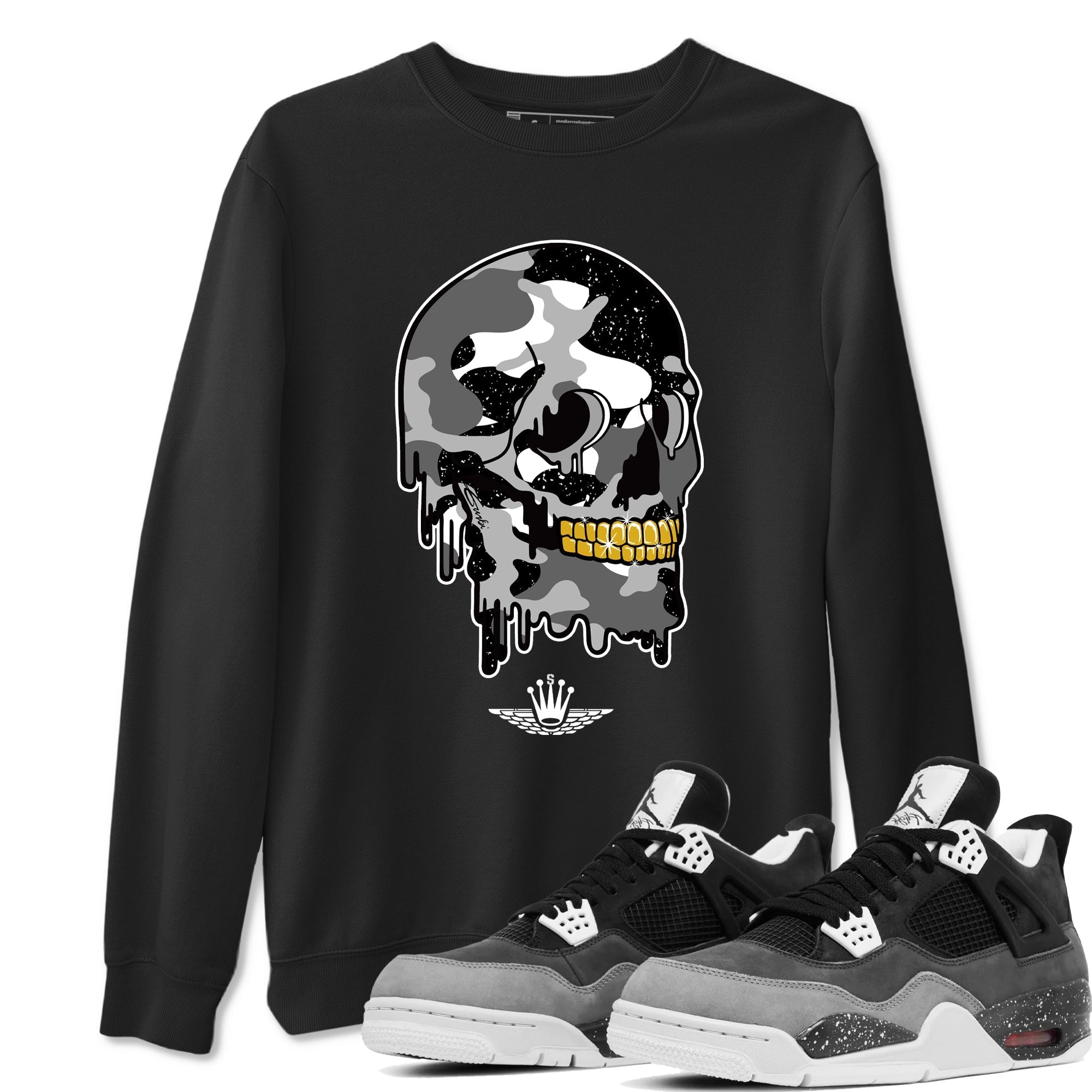 Dripping Camo Skull snkmatch Tees - Air Jordan 4 Fear