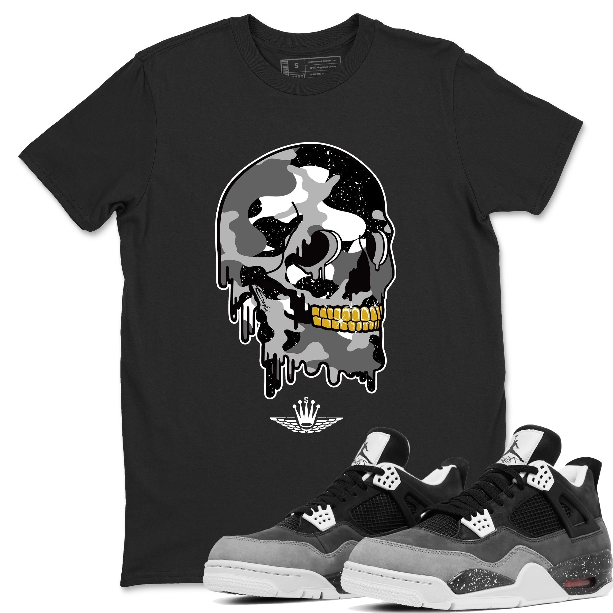 Dripping Camo Skull snkmatch Tees - Air Jordan 4 Fear