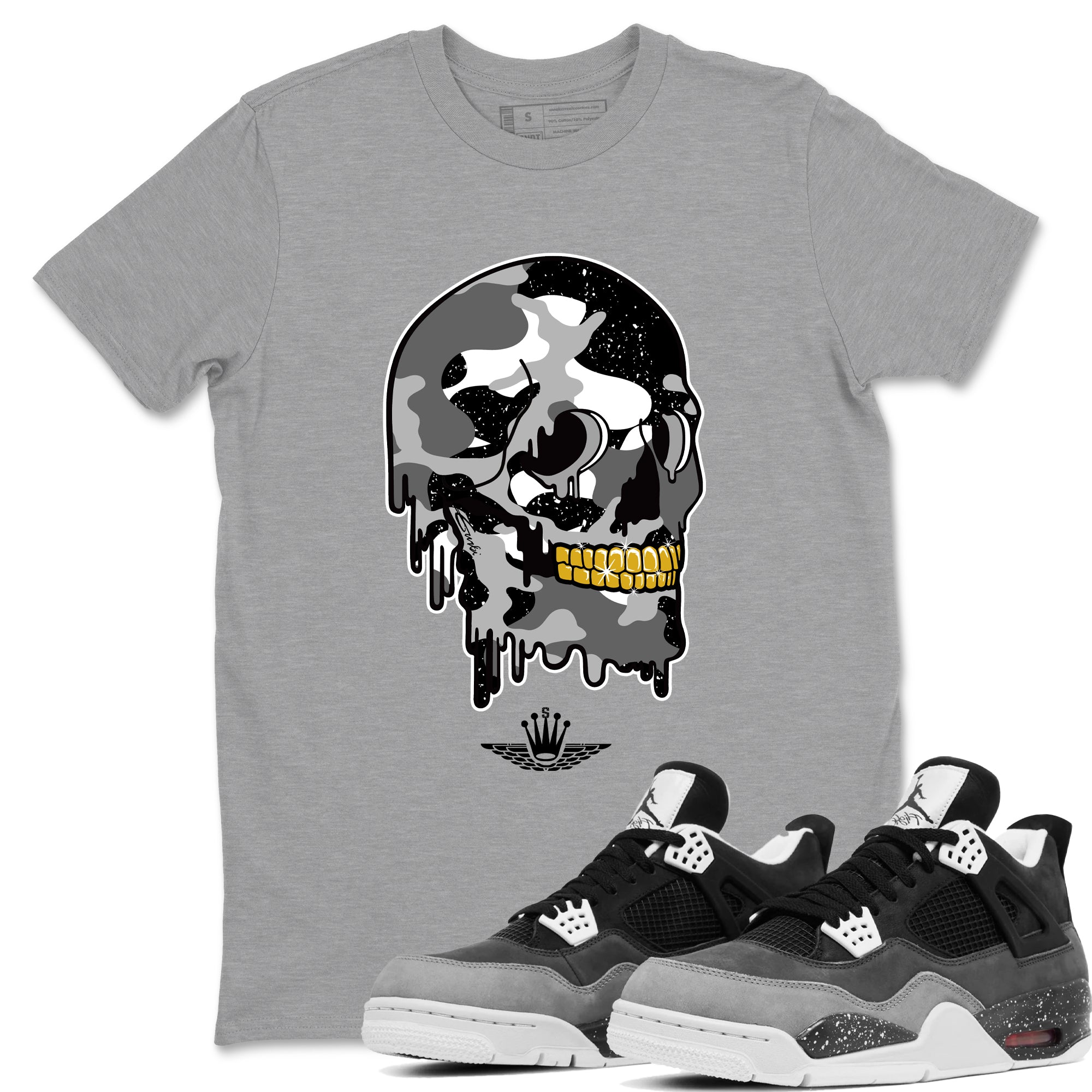 Dripping Camo Skull snkmatch Tees - Air Jordan 4 Fear