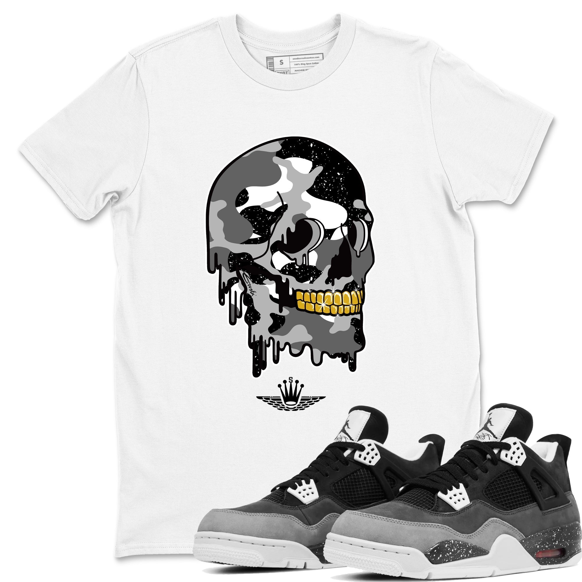 Dripping Camo Skull snkmatch Tees - Air Jordan 4 Fear