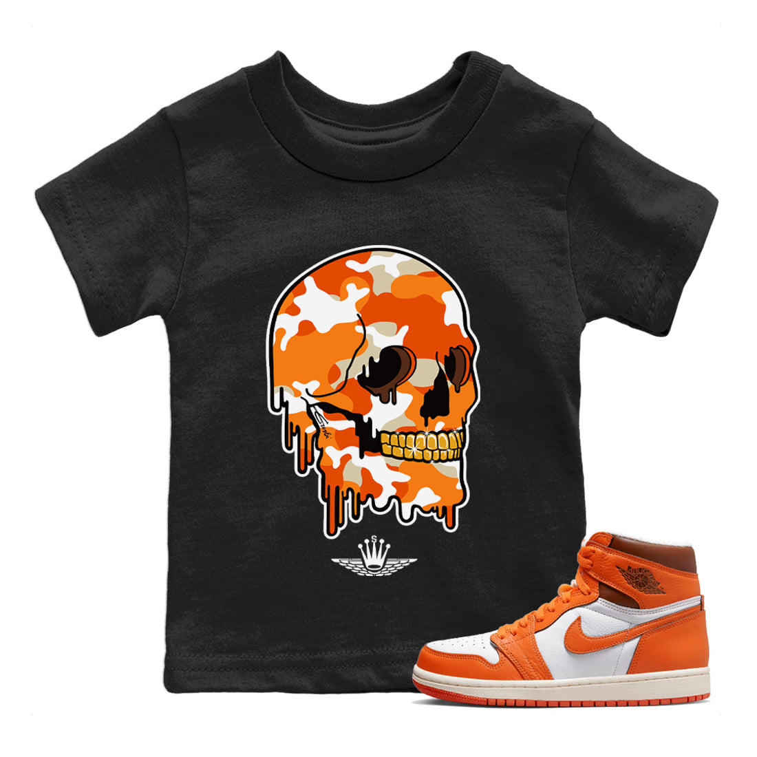 Dripping Camo Skull Kids Tops - Air Jordan 1 Starfish