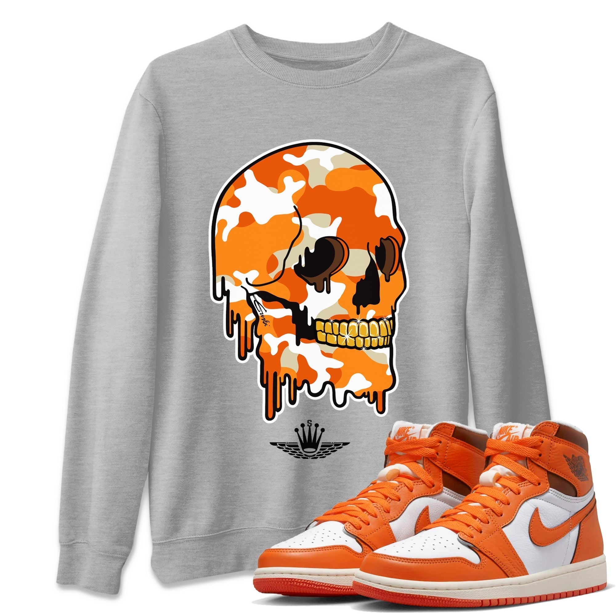 Dripping Camo Skull Unisex Tops - Air Jordan 1 Starfish
