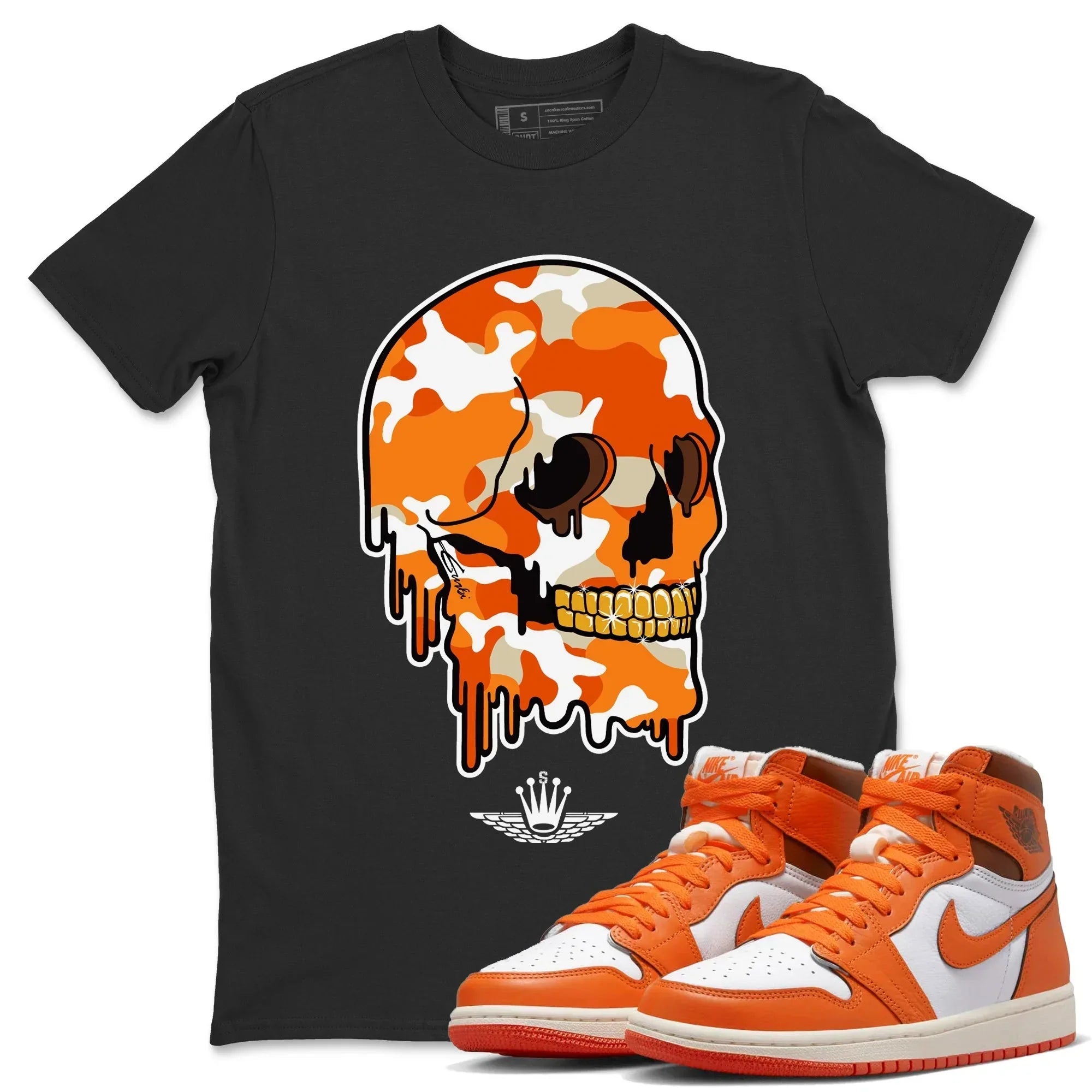 Dripping Camo Skull Unisex Tops - Air Jordan 1 Starfish