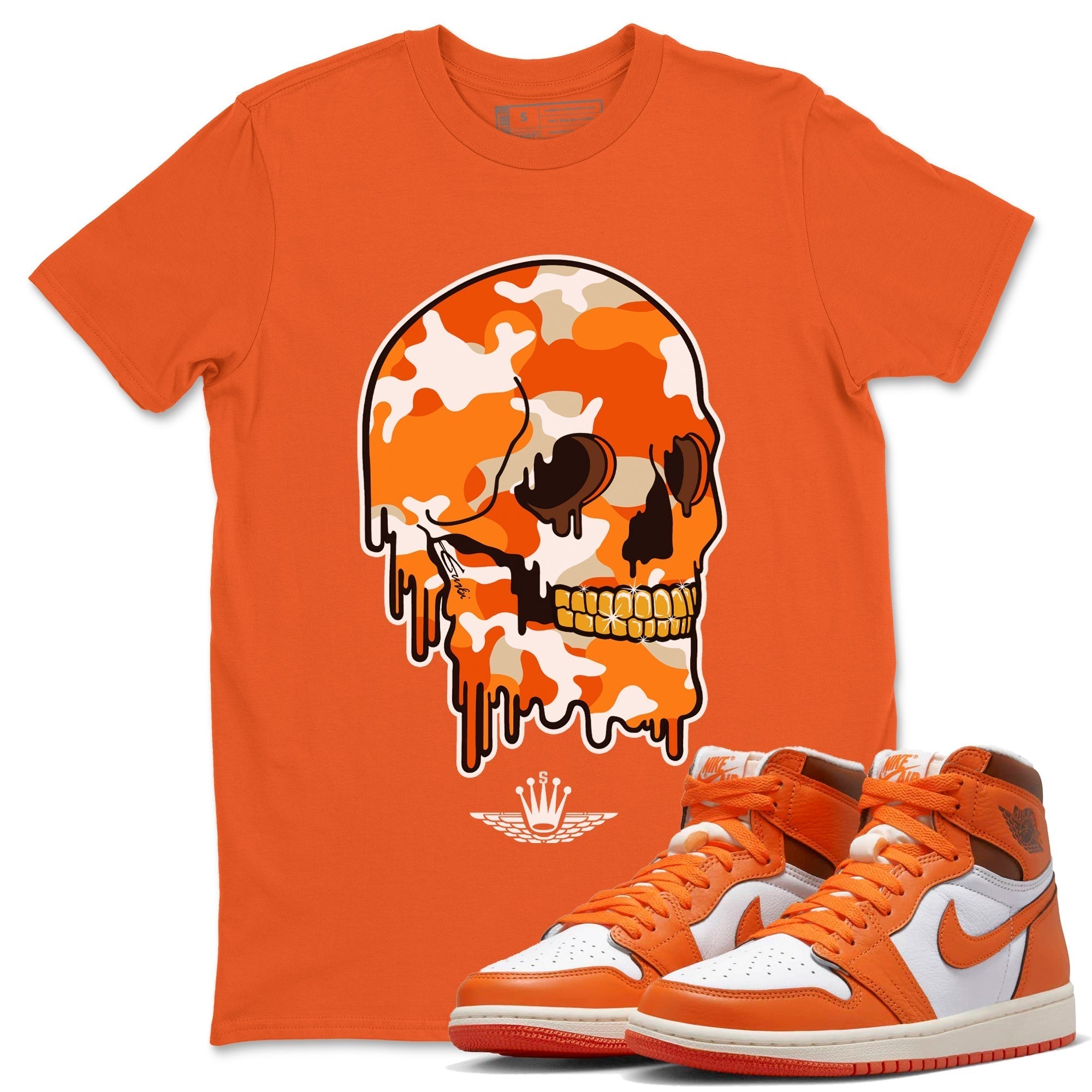 Dripping Camo Skull Unisex Tops - Air Jordan 1 Starfish