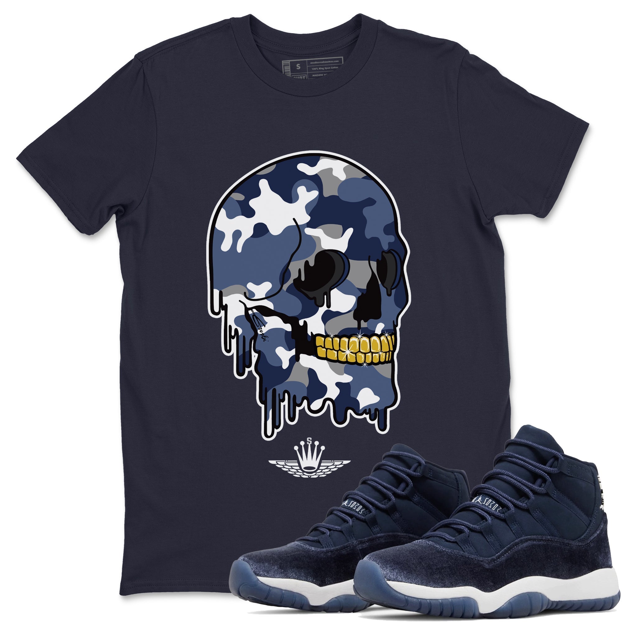 Dripping Camo Skull Unisex Tops - Air Jordan 11 Midnight Navy