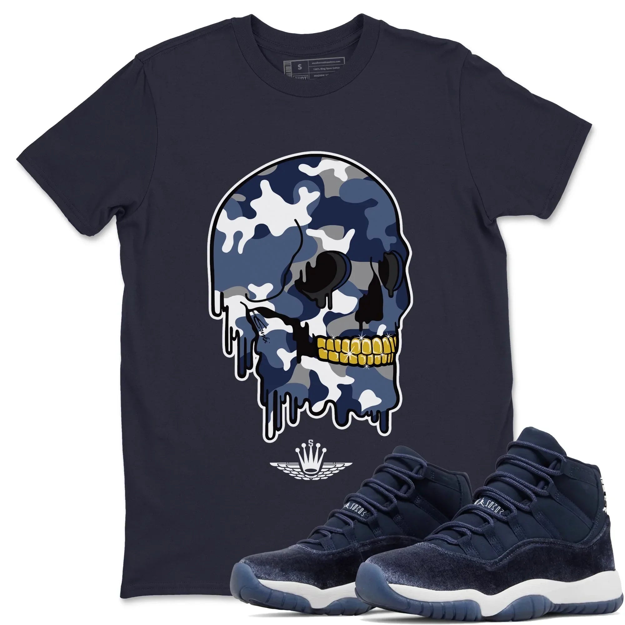 Dripping Camo Skull Unisex Tops - Air Jordan 11 Midnight Navy