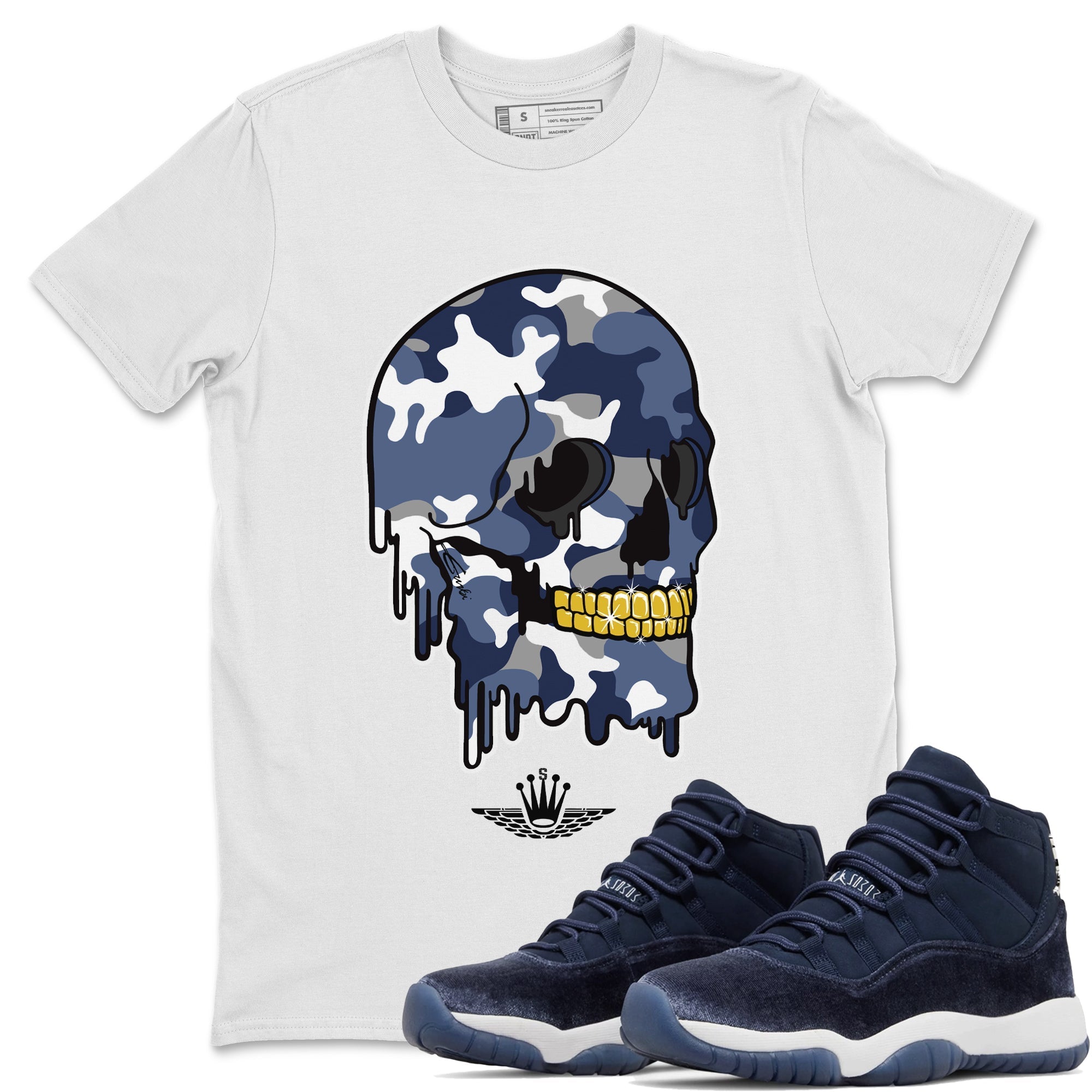 Dripping Camo Skull Unisex Tops - Air Jordan 11 Midnight Navy