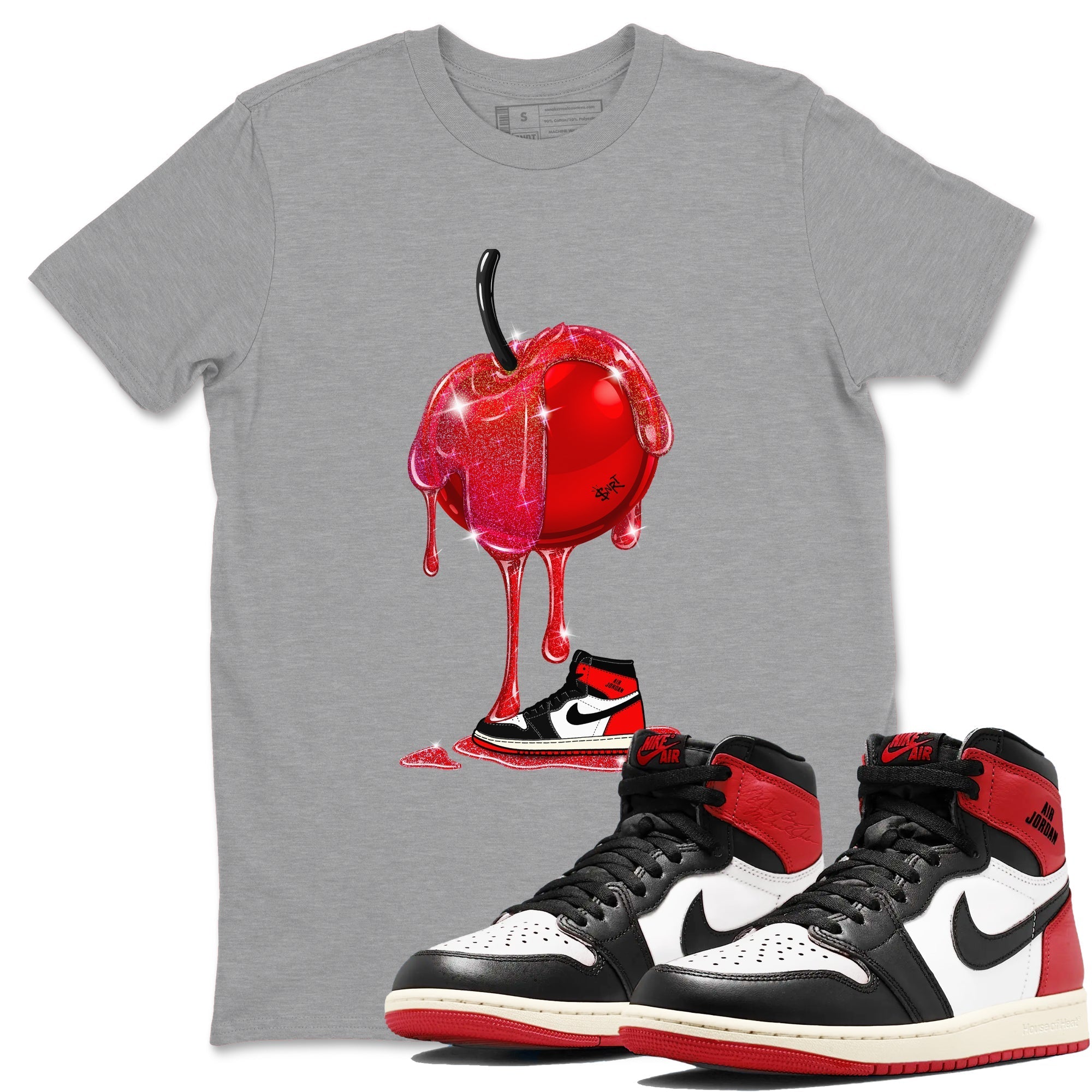 Dripping Cherries snkmatch Tees - Air Jordan 1 Black Toe Reimagined