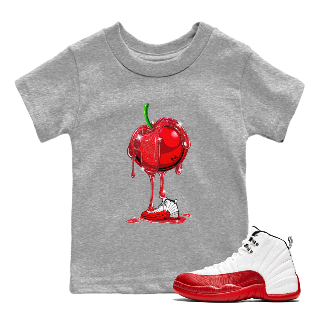 Dripping Cherries Kids Tops - Air Jordan 12 Cherry