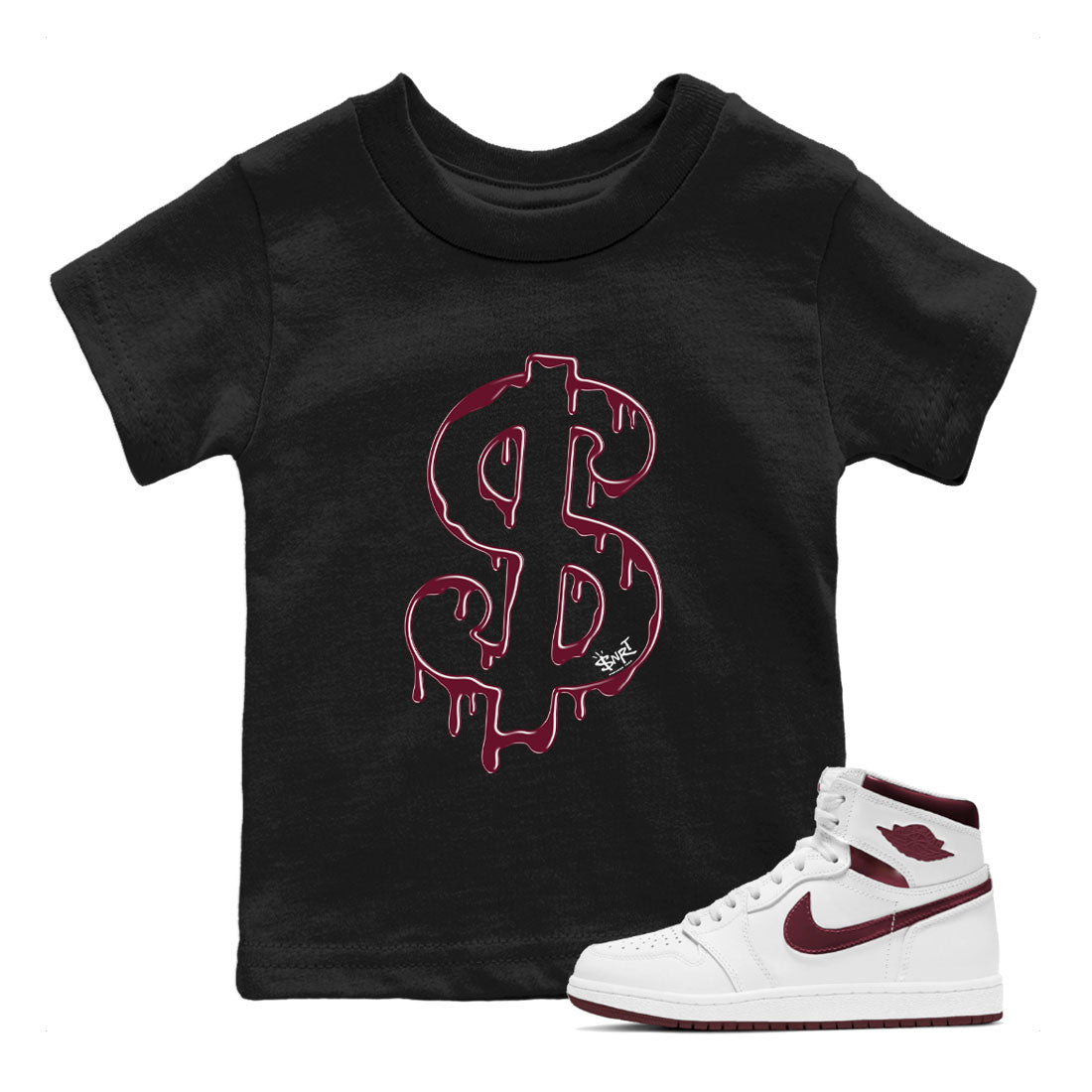 Dripping Dollar snkmatch Tees Kids - Air Jordan 1 Metallic Burgundy