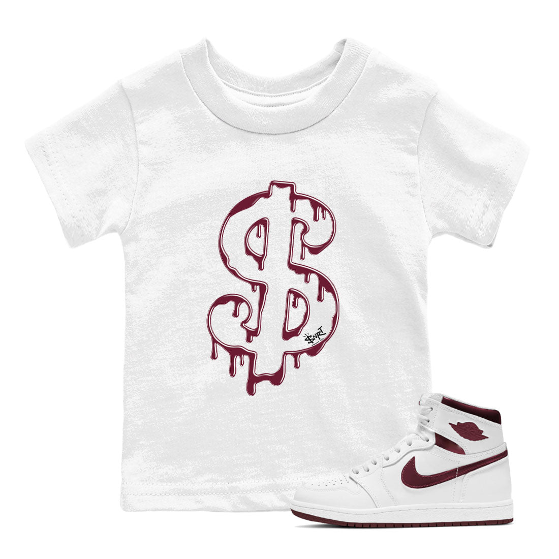 Dripping Dollar snkmatch Tees Kids - Air Jordan 1 Metallic Burgundy