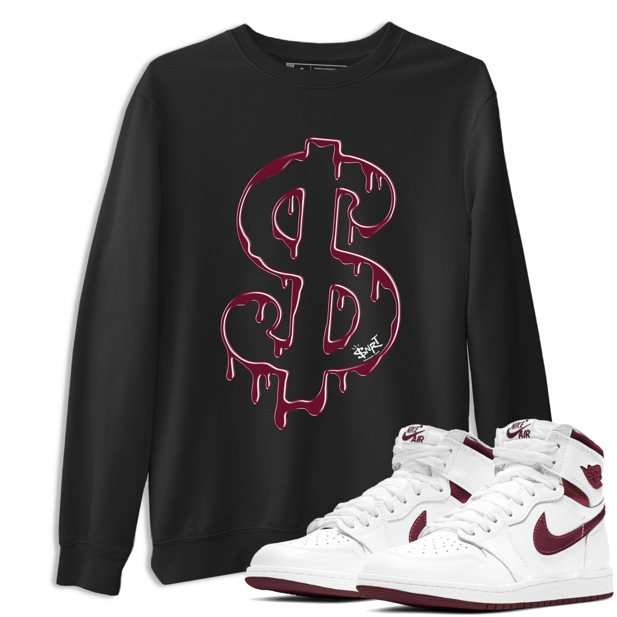 Dripping Dollar snkmatch Tees - Air Jordan 1 Metallic Burgundy